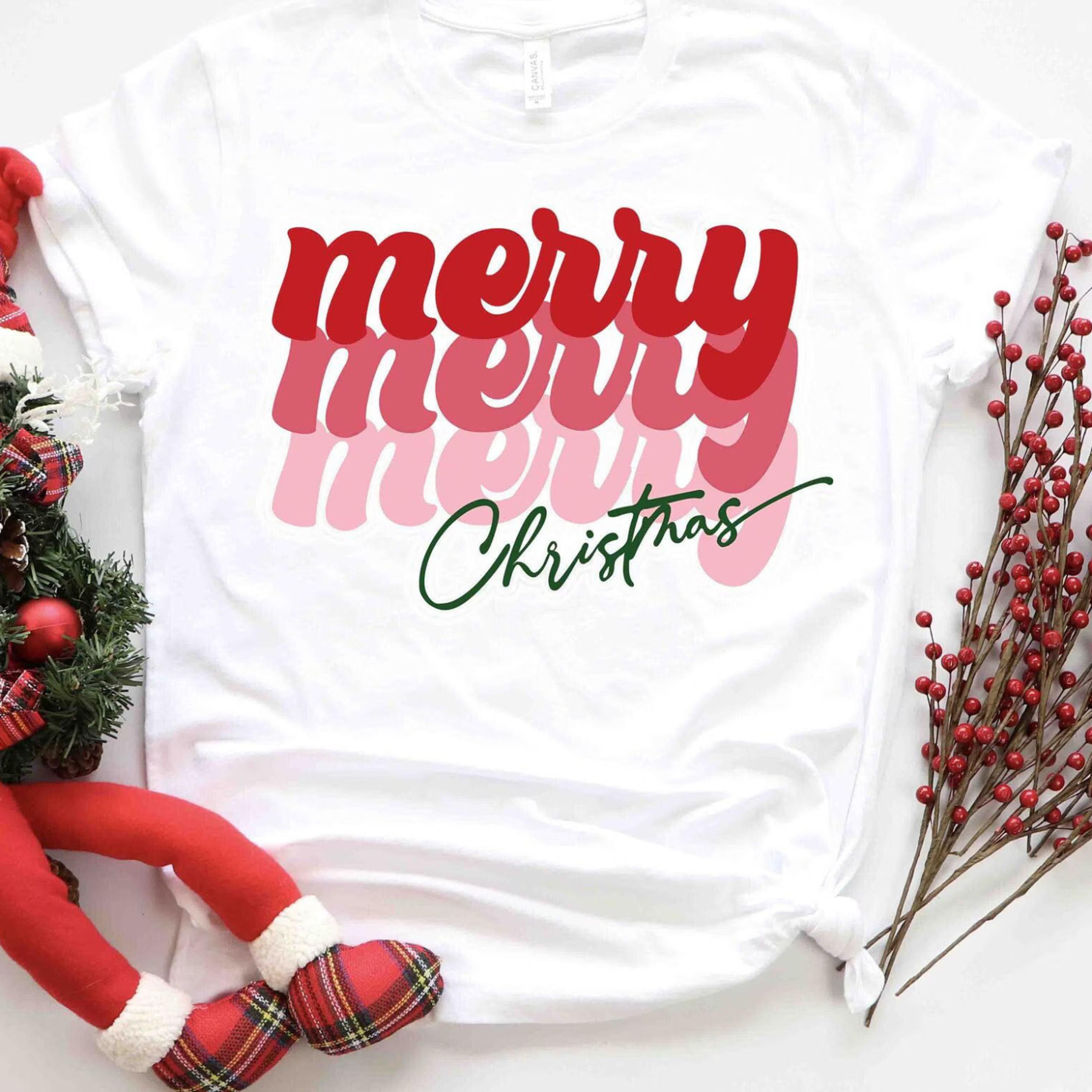 merry christmas retro t-shirt vintage typography winter holiday sweatshirt