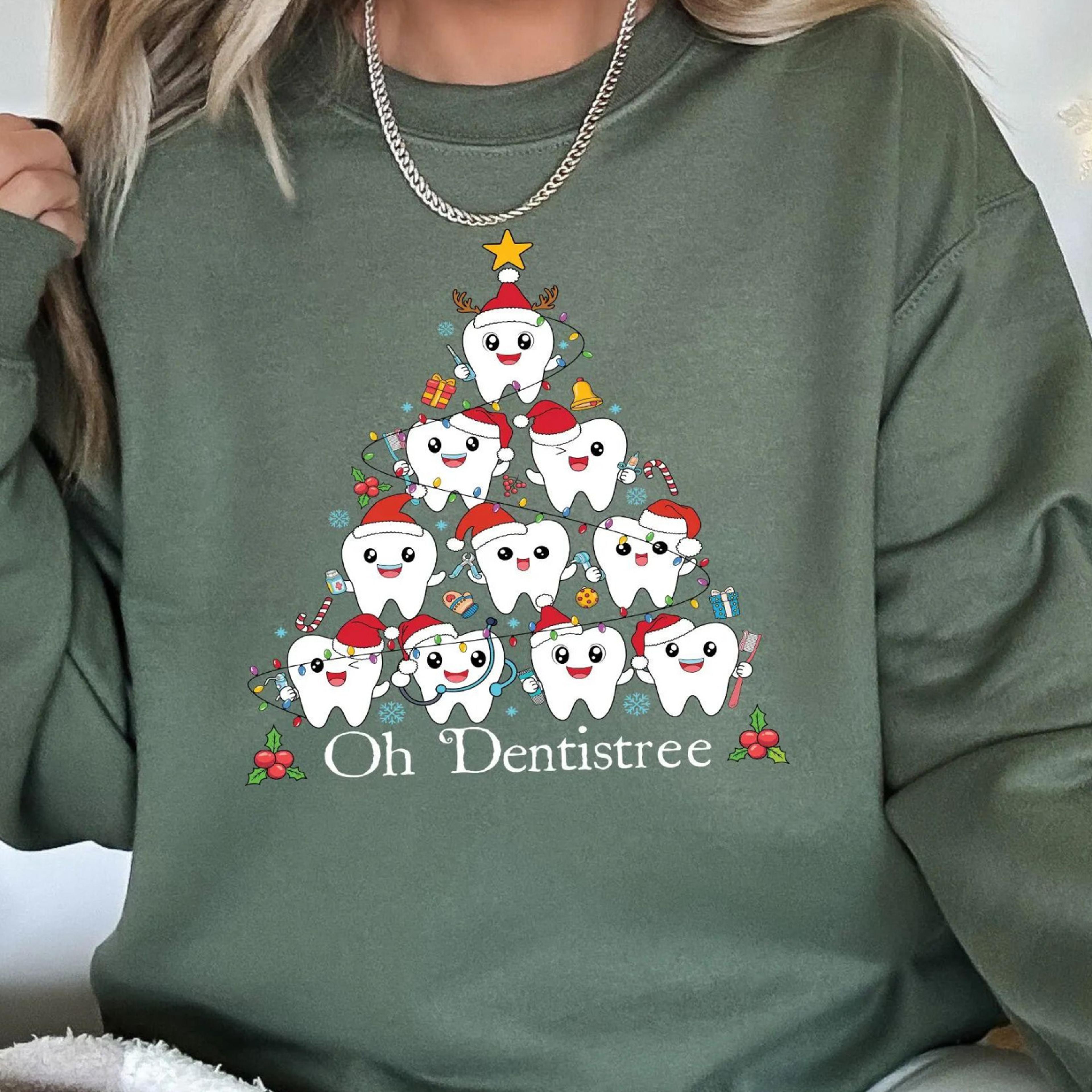 funny christmas teeth t-shirt dentist dental squad holiday sweatshirt