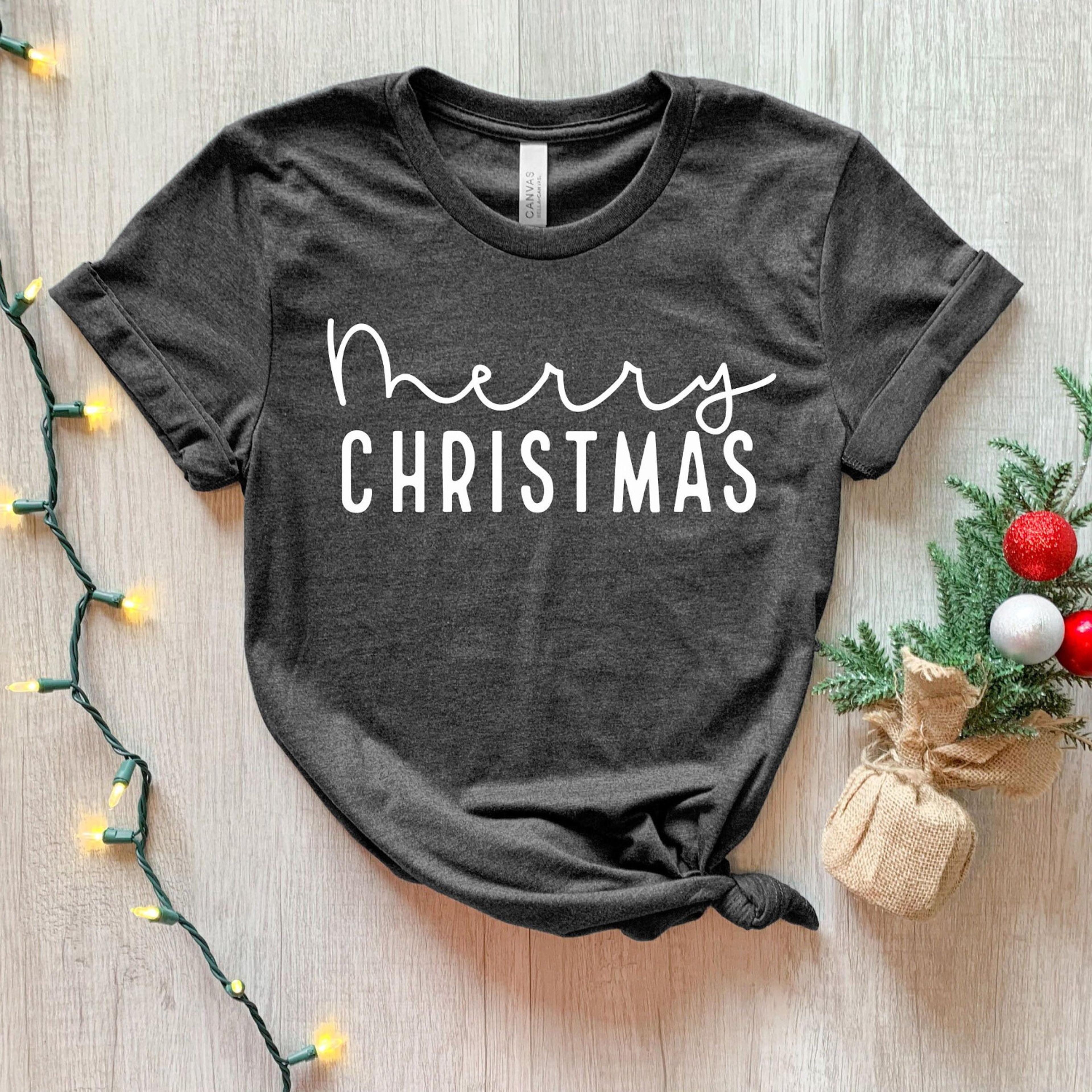 merry christmas t-shirt womens festive holiday winter sweatshirt