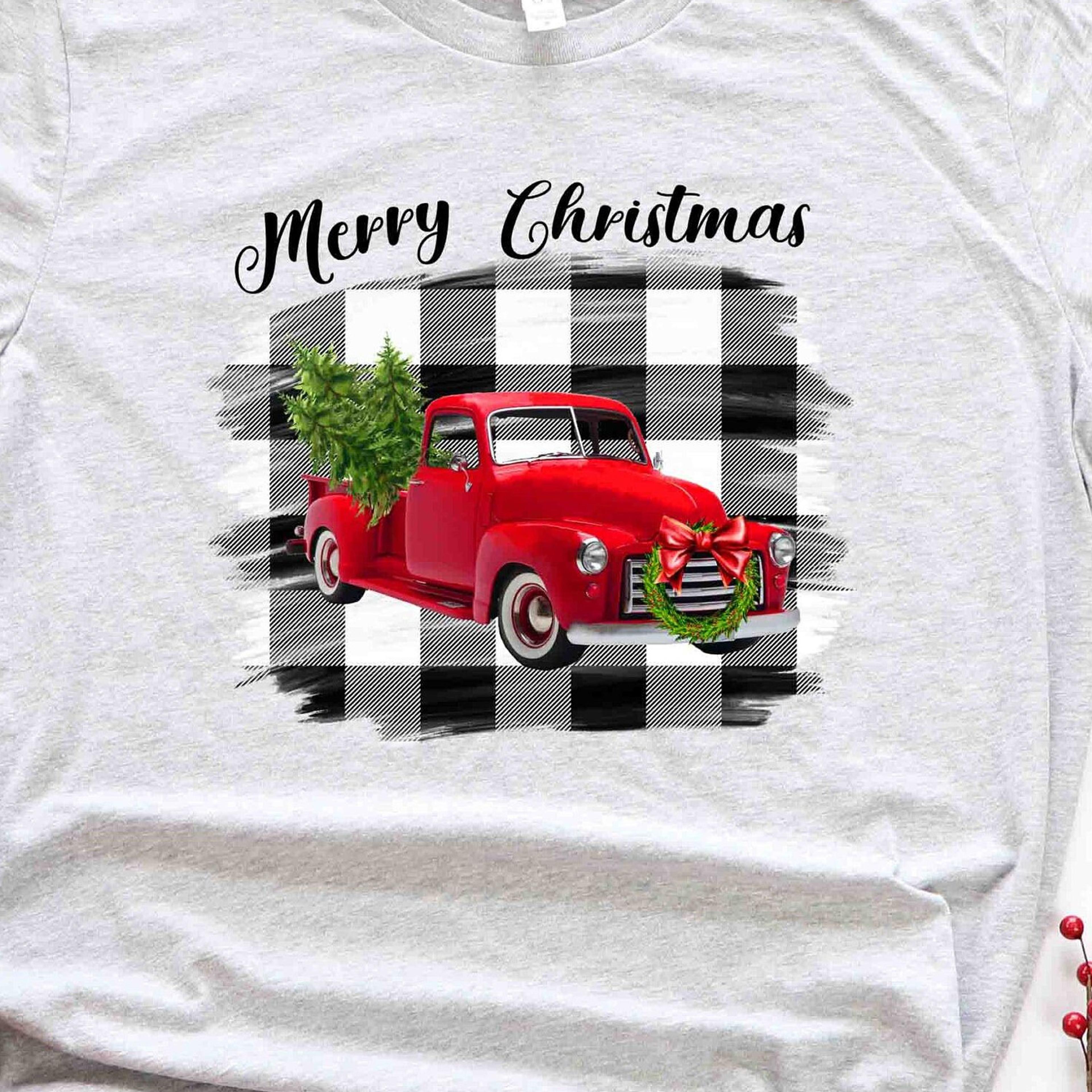 farm fresh christmas trees red truck t-shirt family holiday sweatshirt