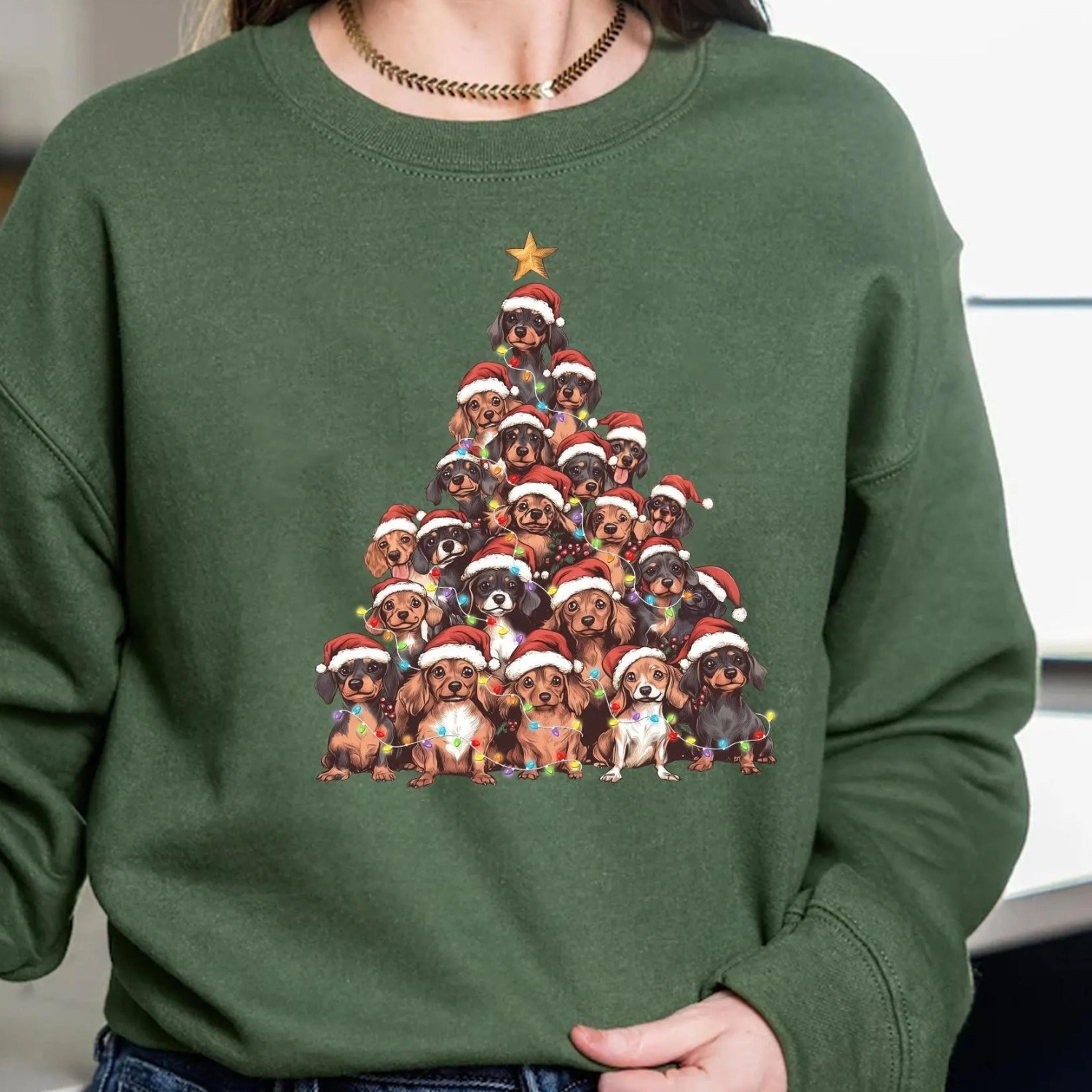 dachshund christmas tree shir cotton dog lover tee