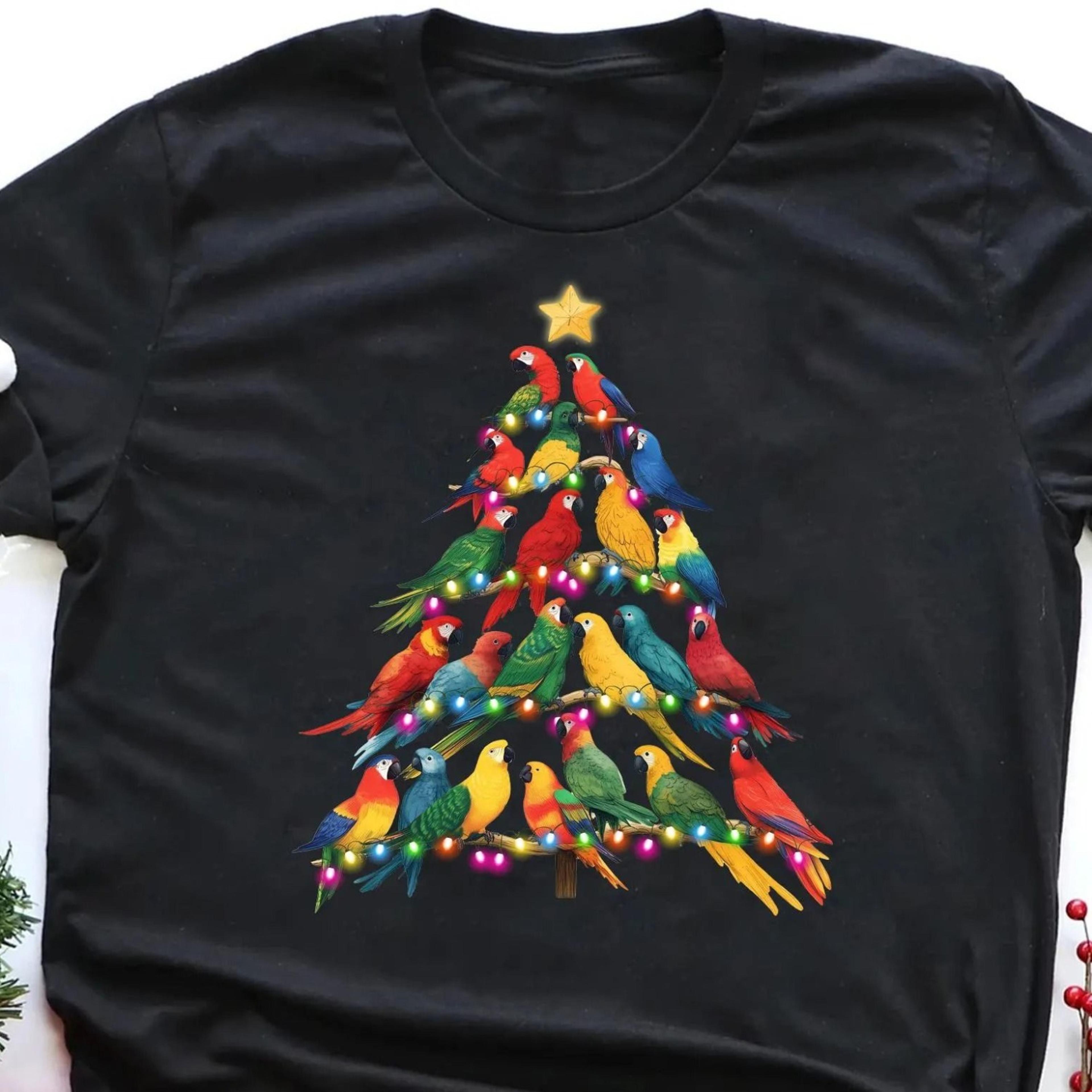 parrot christmas tree shirt bird lover holiday tee