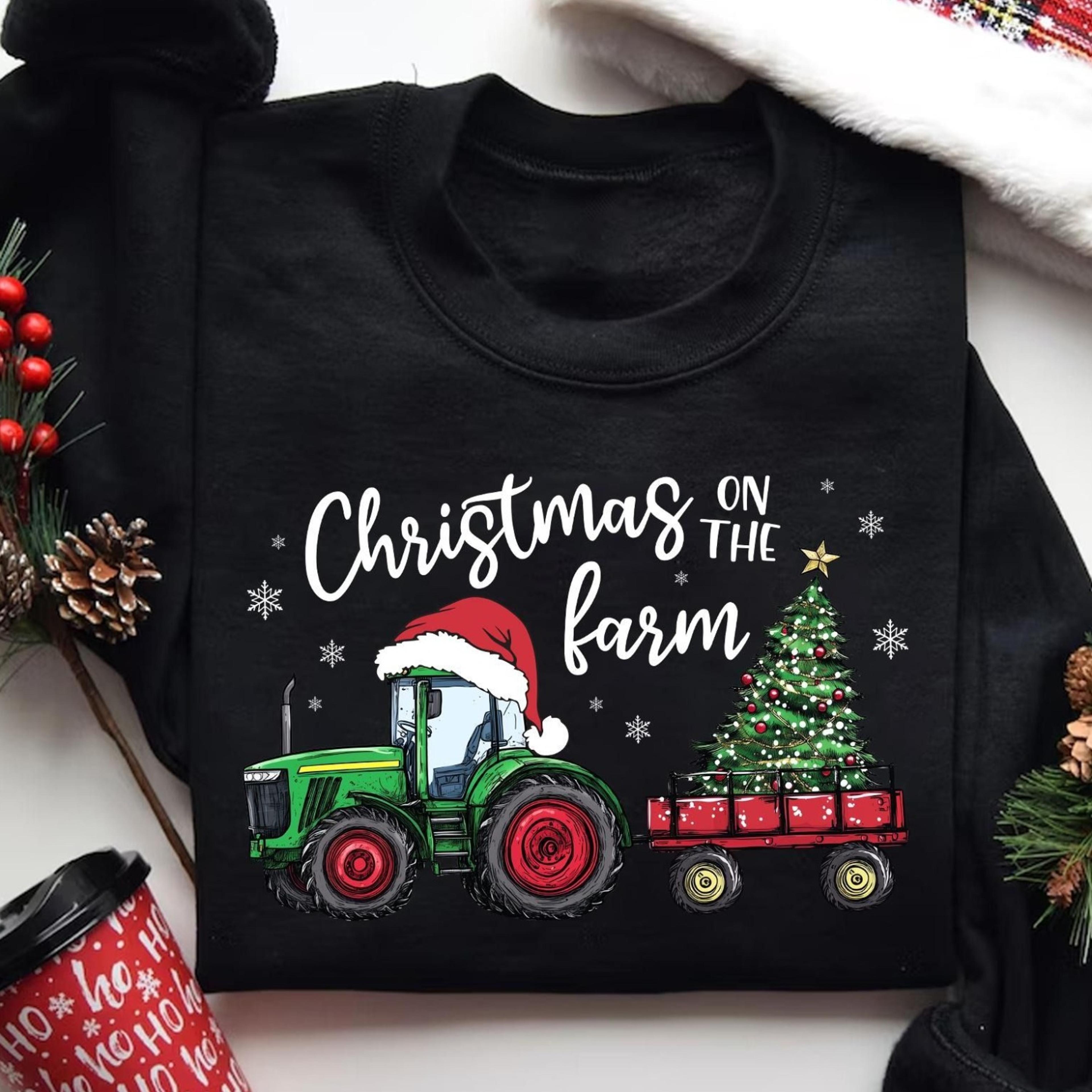 christmas on the farm shirt tractor holiday tee