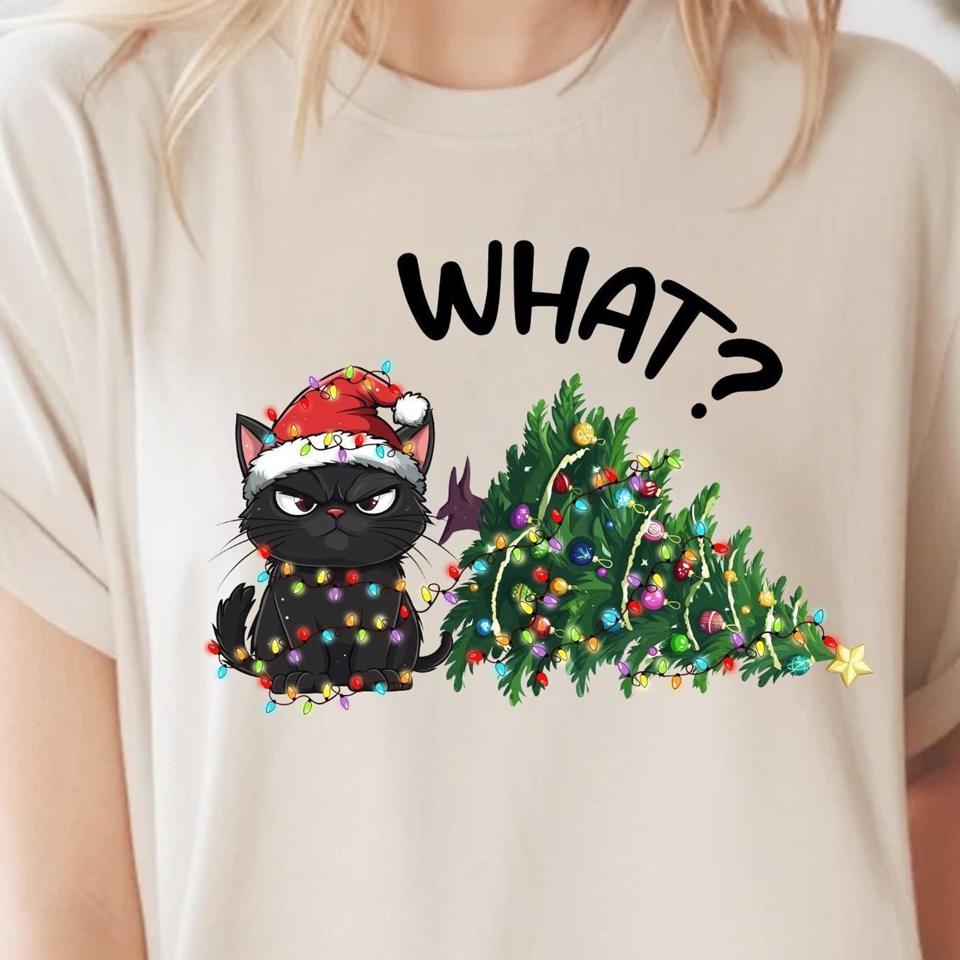 grumpy cat christmas shirt funny black cat lover cotton tee