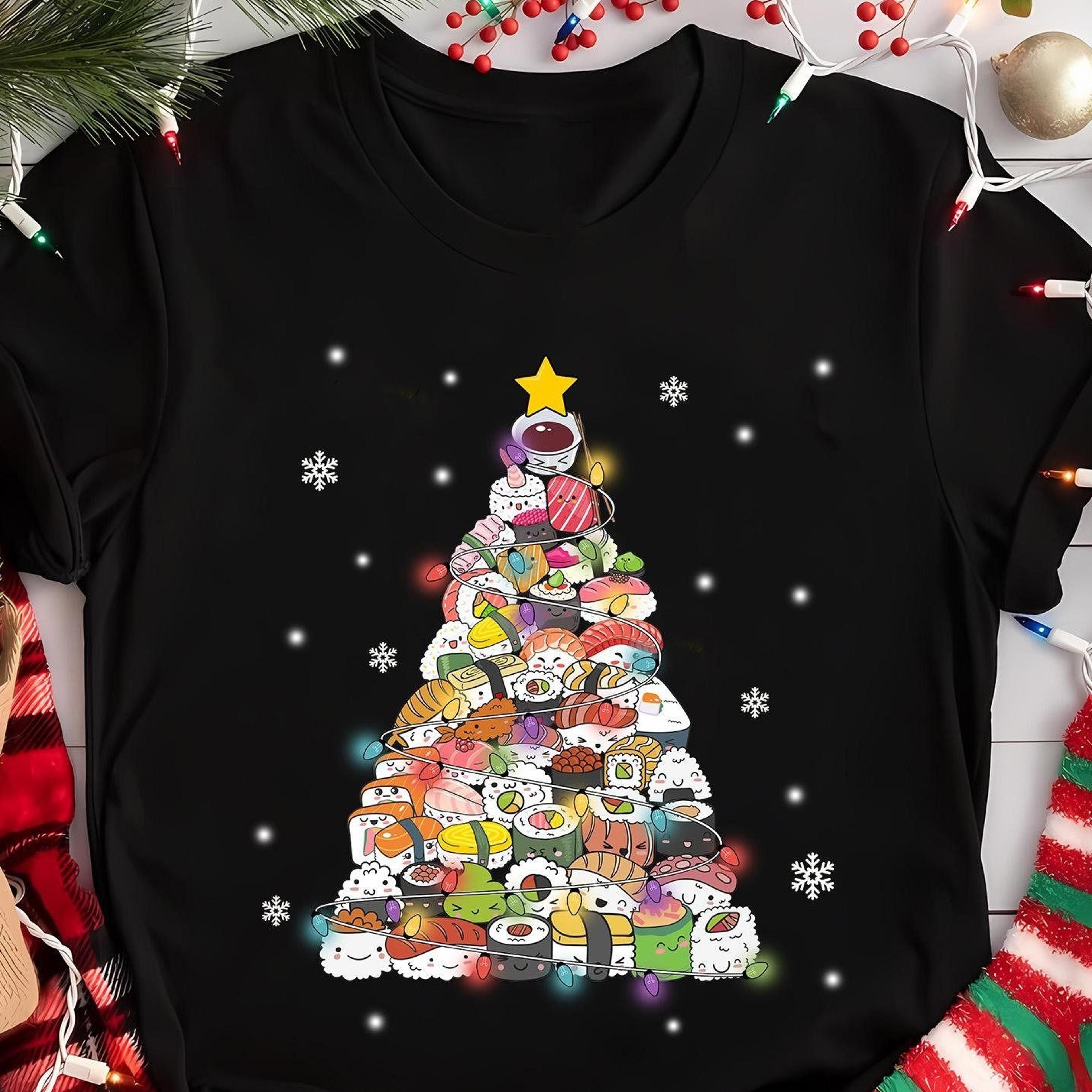 sushi christmas tree shirt foodie xmas gift