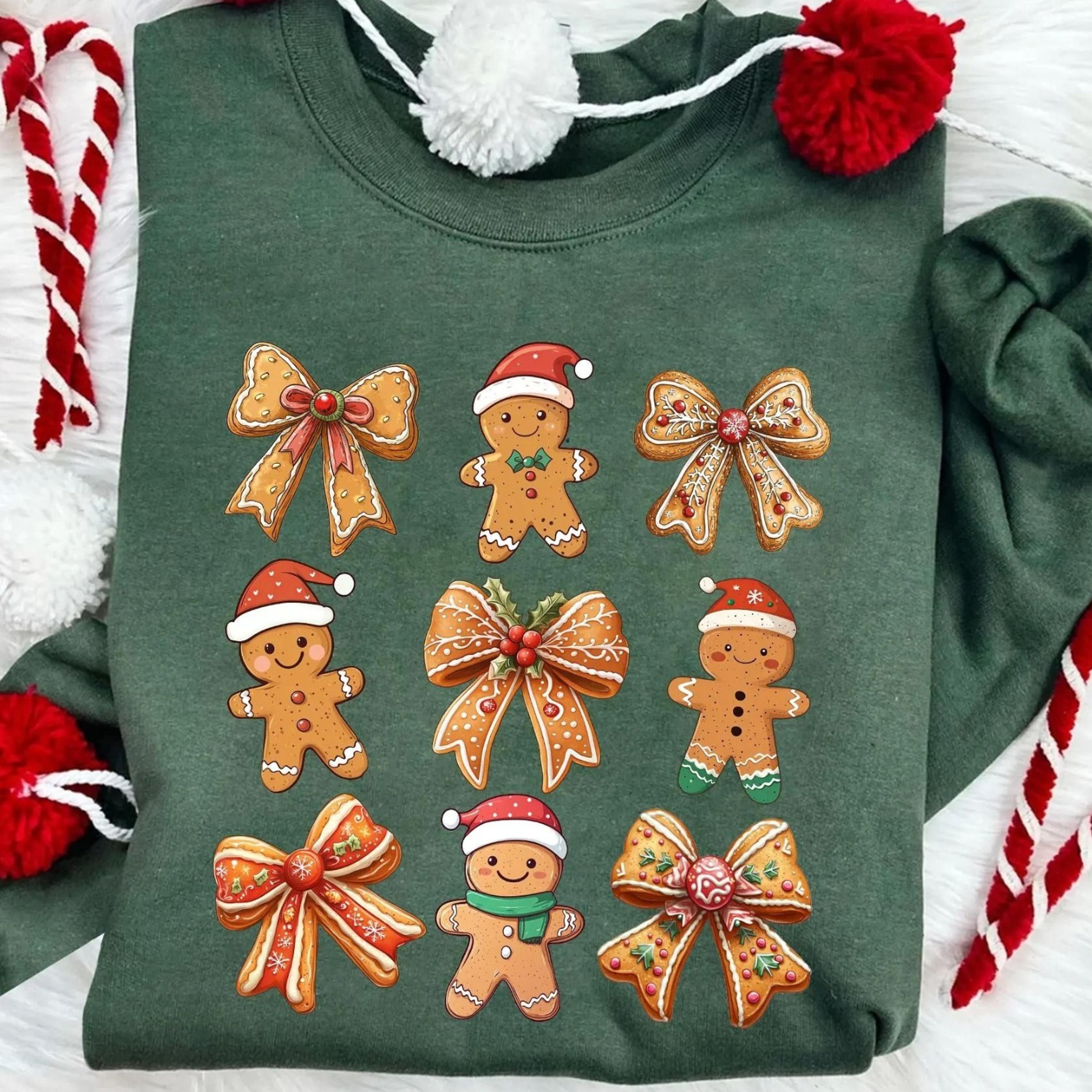 christmas gingerbread bow shirt women's holiday cotton tee