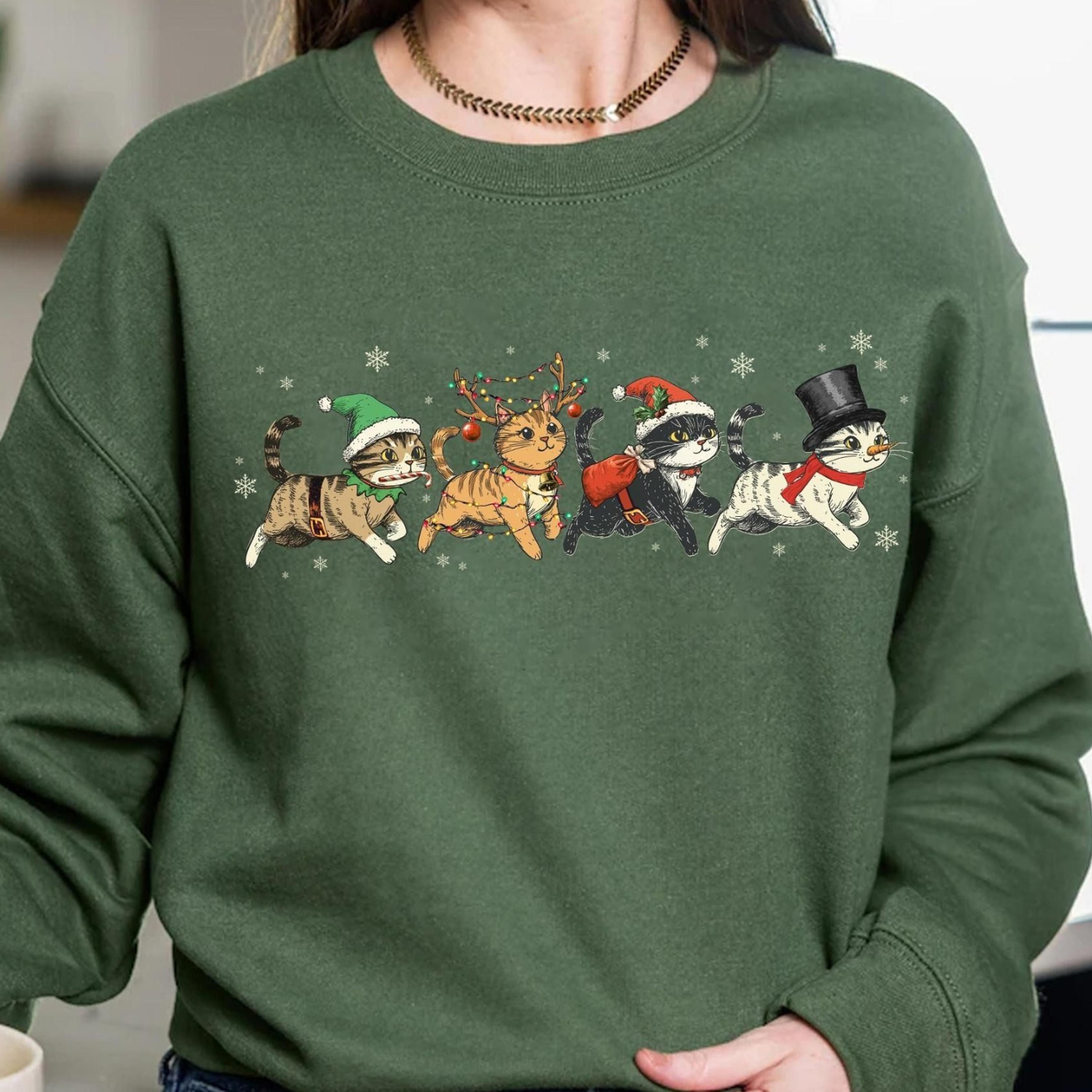 retro christmas cat lover shirt, holiday cats t-shirt
