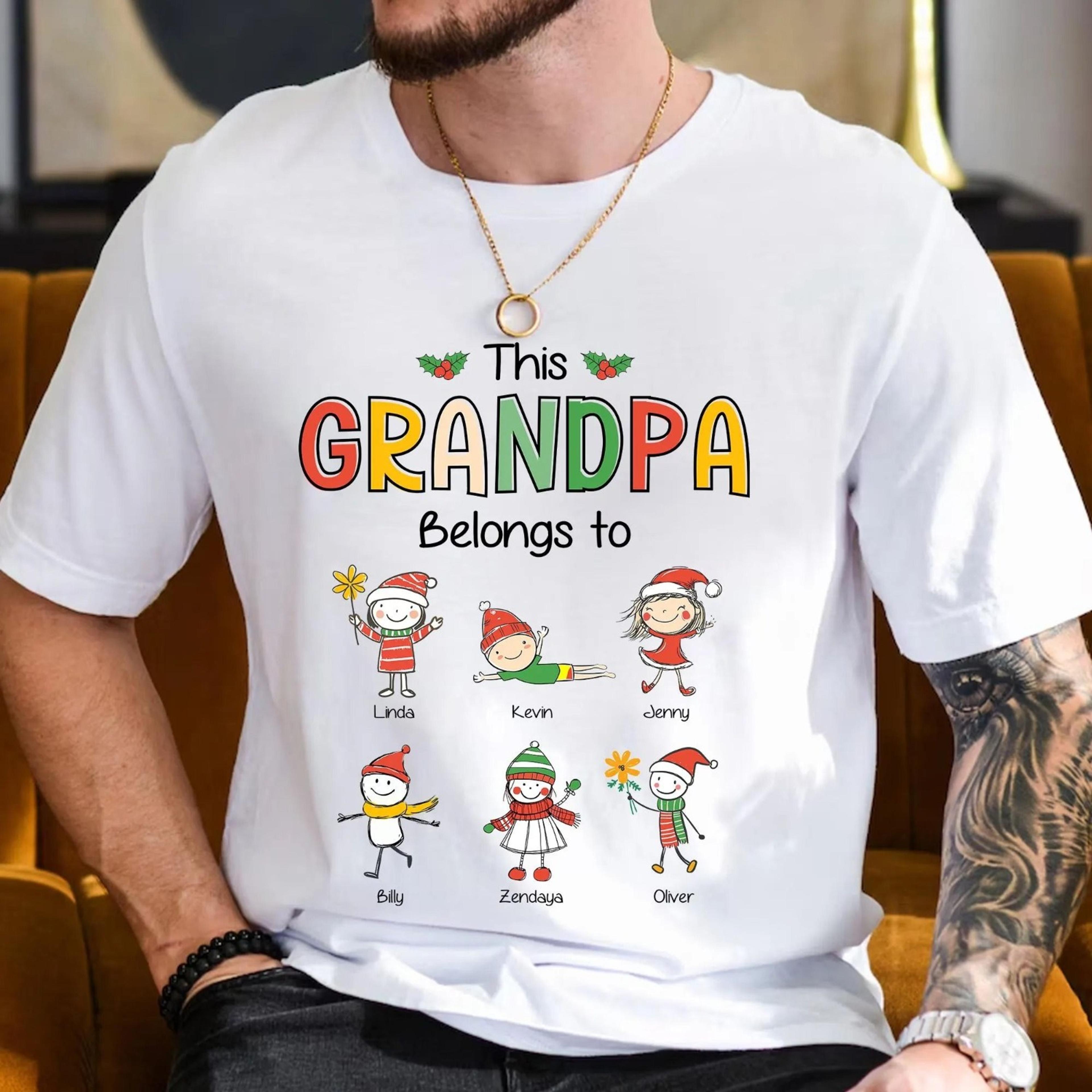grandpa christmas shirt kids names gift