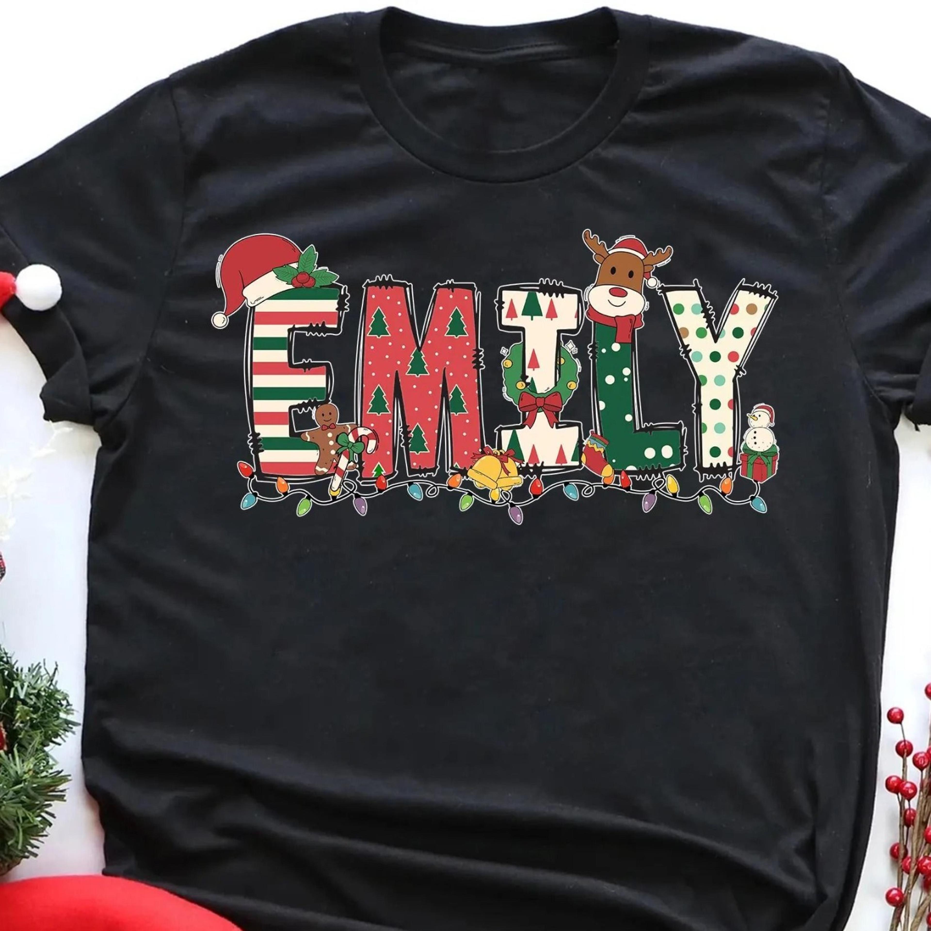 custom name christmas shirt family matching cotton tee