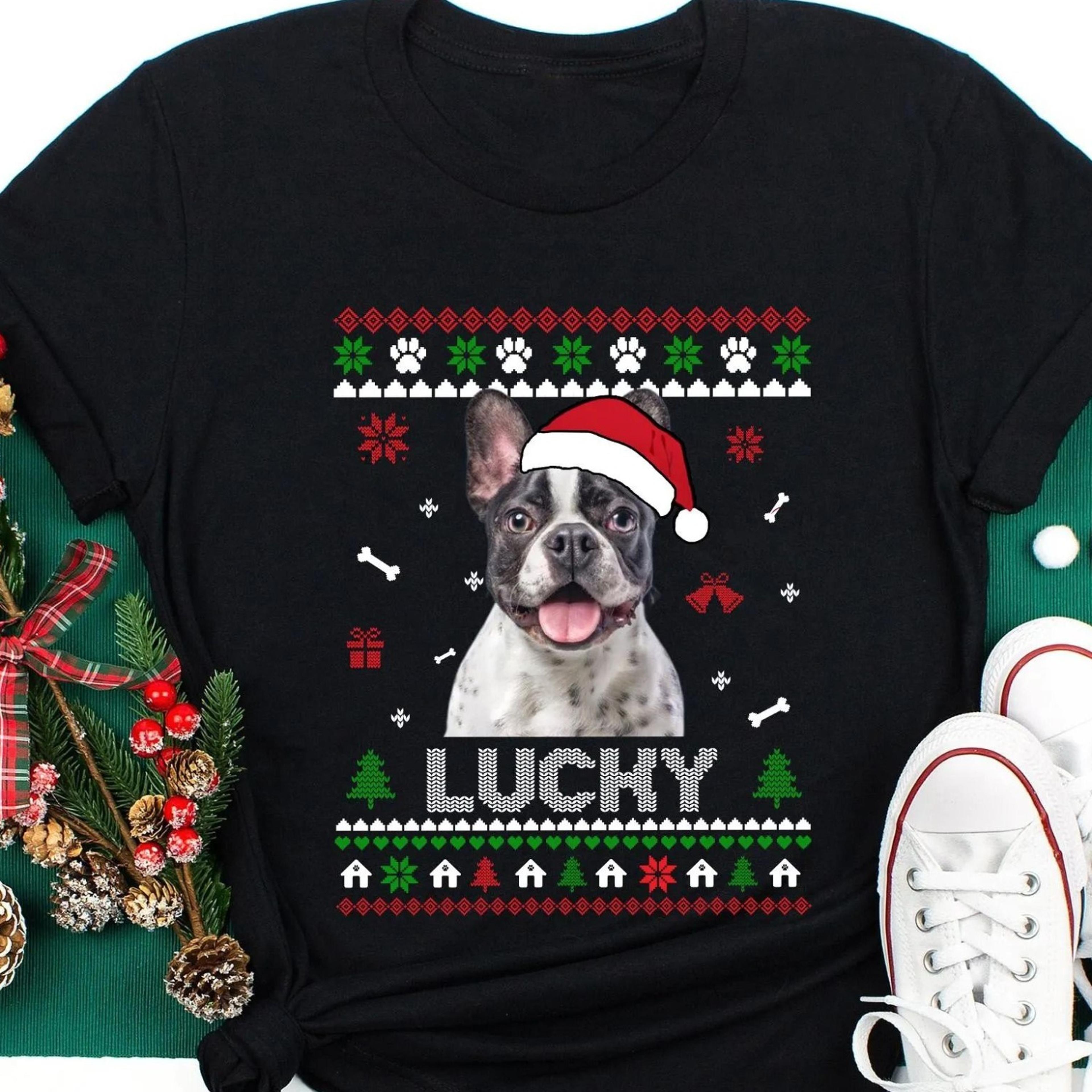 dog photo christmas shirt funny 'merry dogmascotton tee