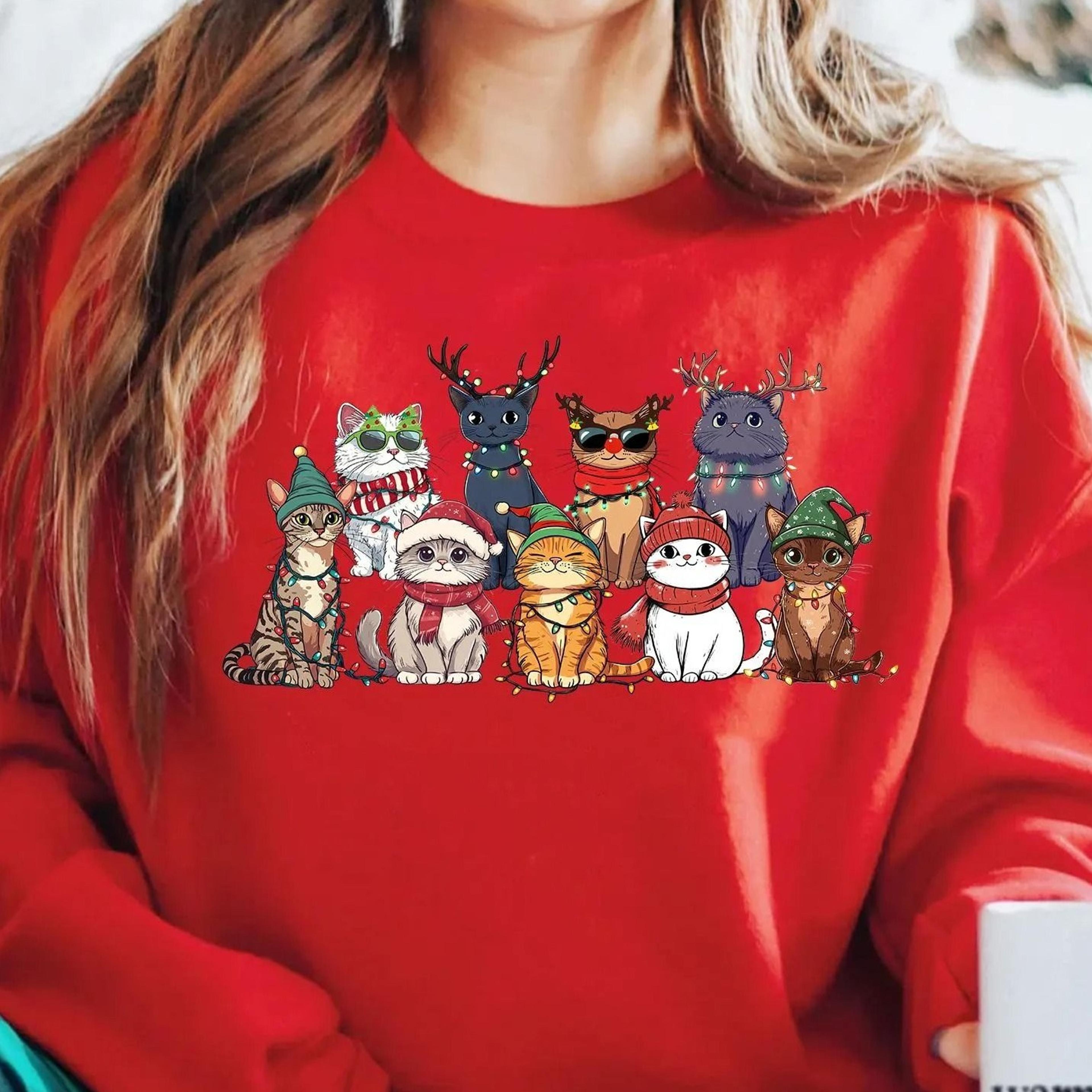 meowy christmas cat shirt retro holiday tee