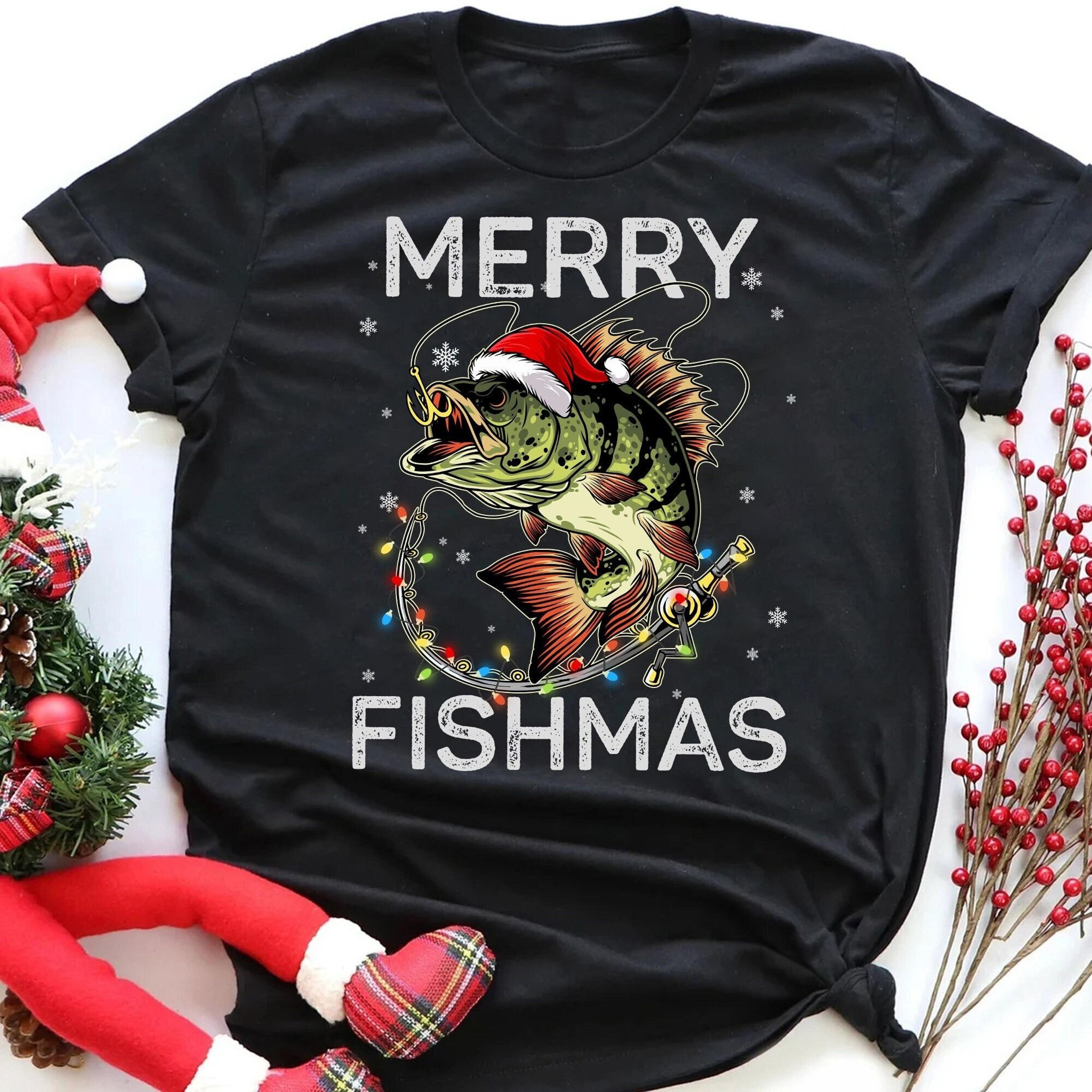 merry fishmas t-shirt christmas fishing gift