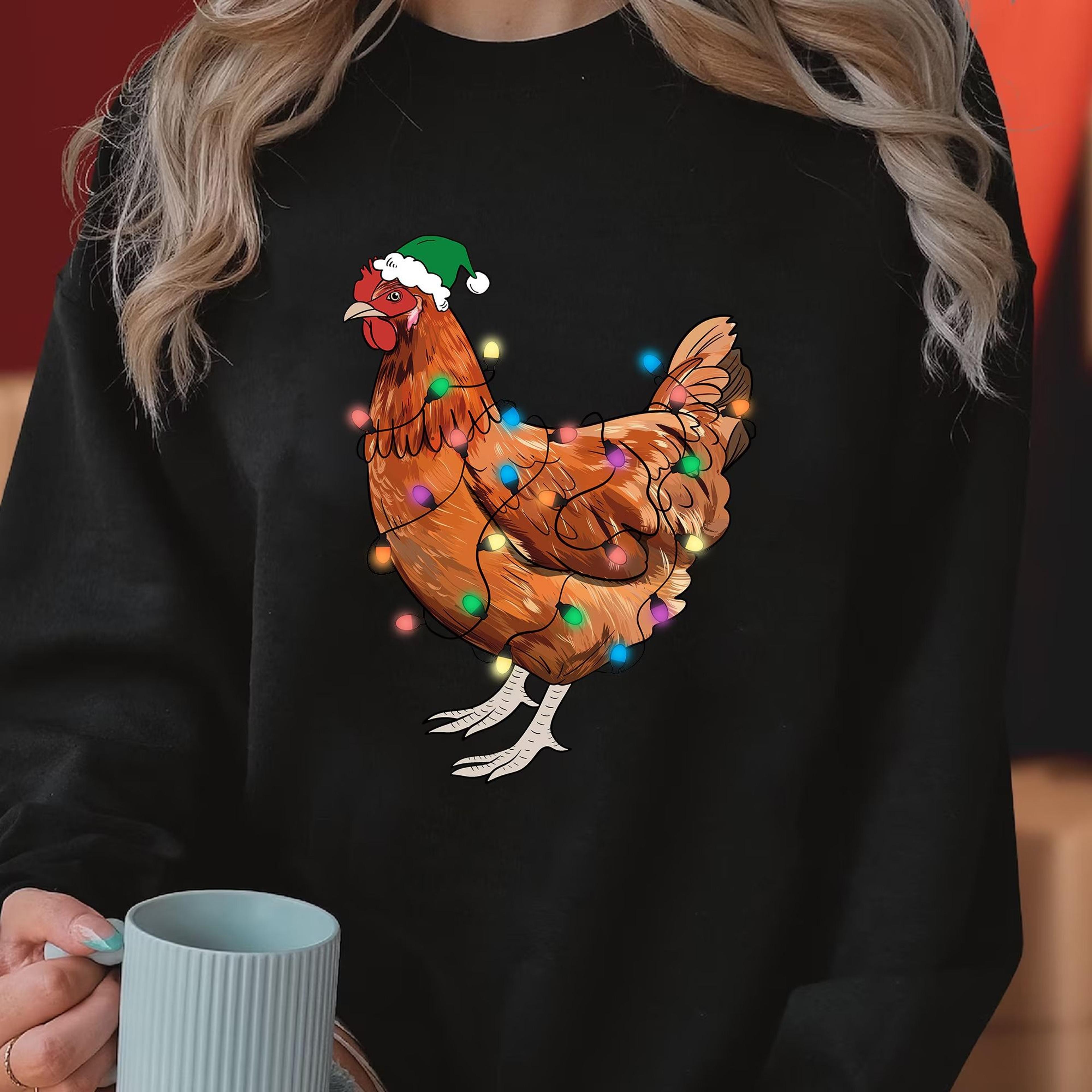 chicken christmas lights shirt farm animals holiday tee