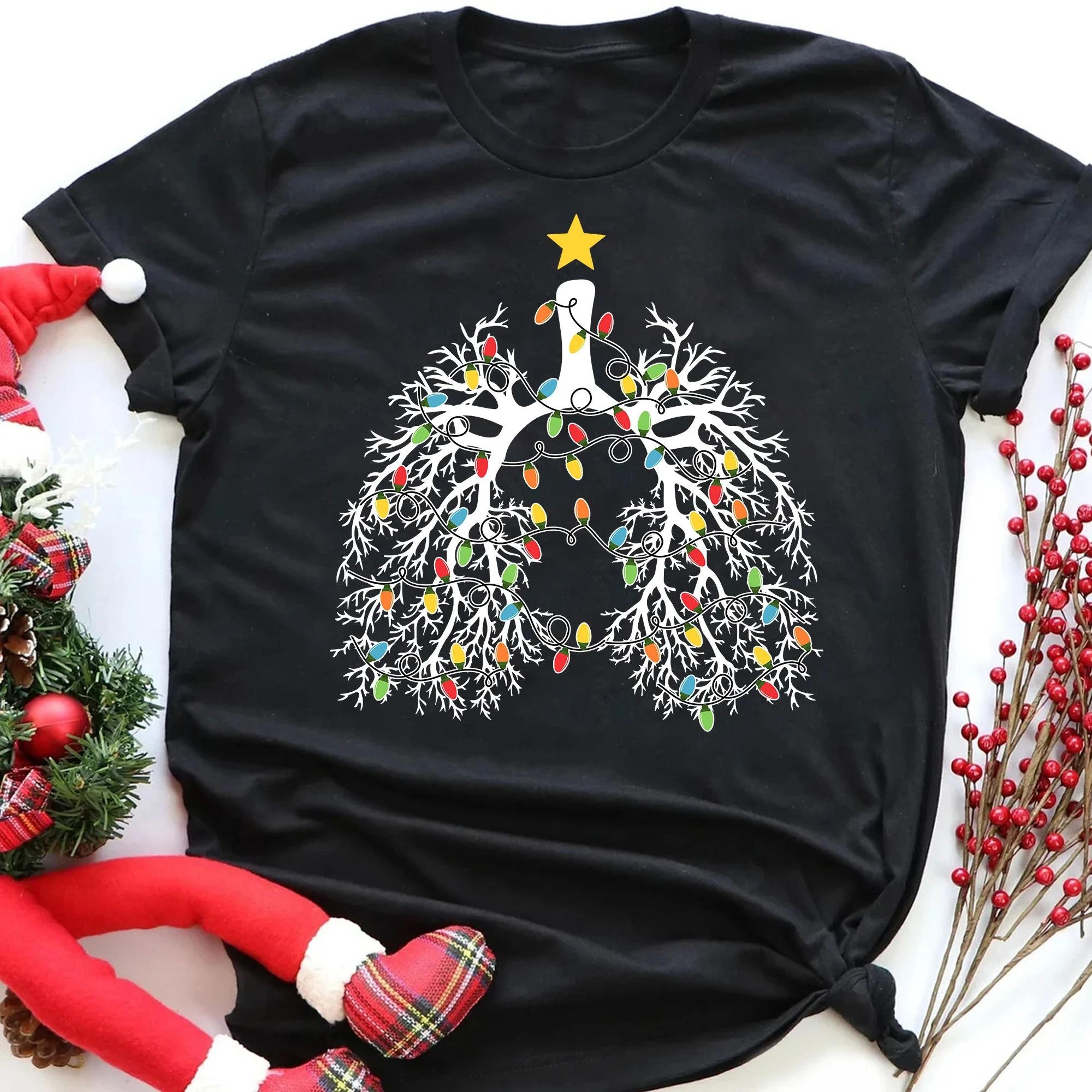 respiratory therapist christmas lung t-shirt rt nurse crew 2023