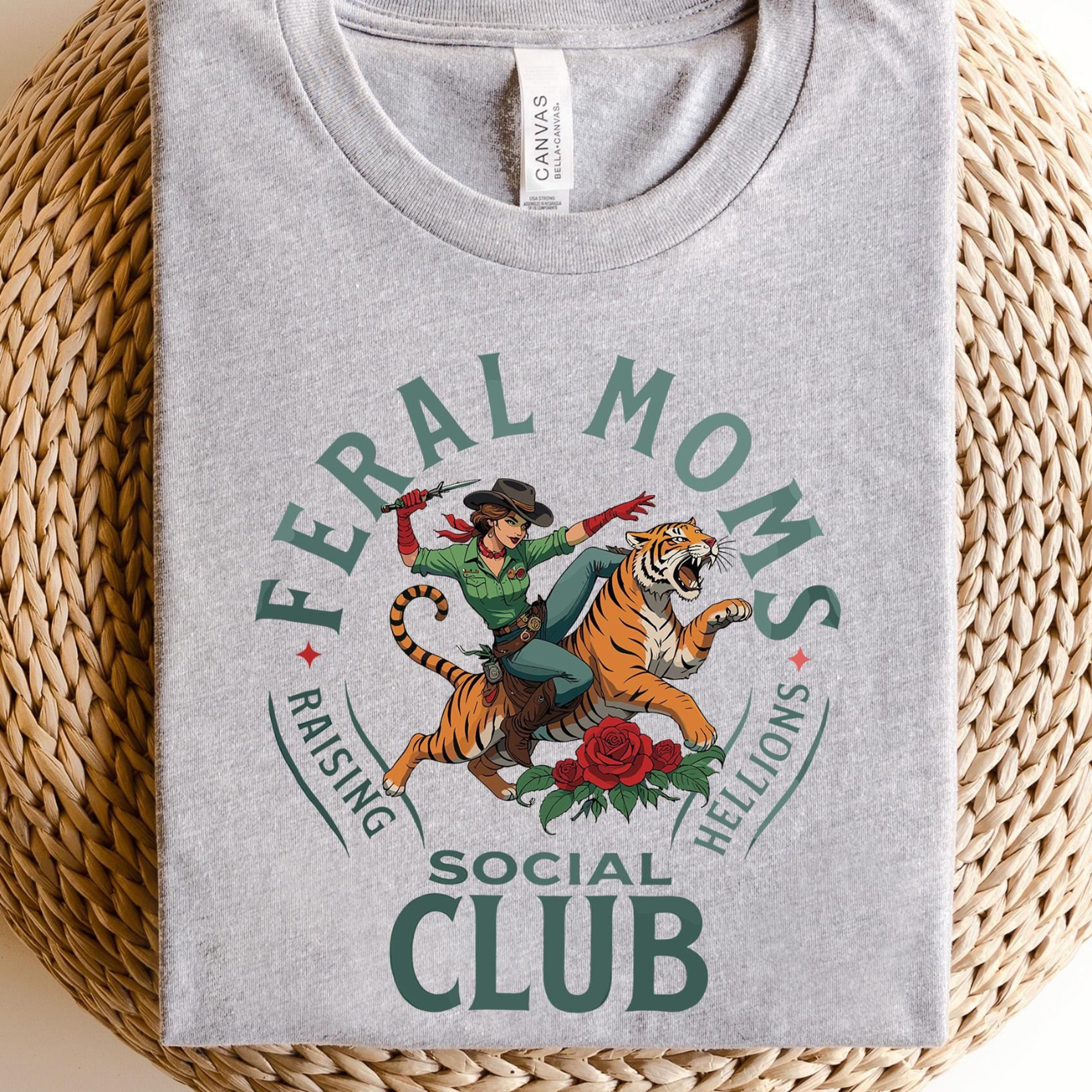 feral moms social club t-shirt funny mom life trendy mama sweatshirt
