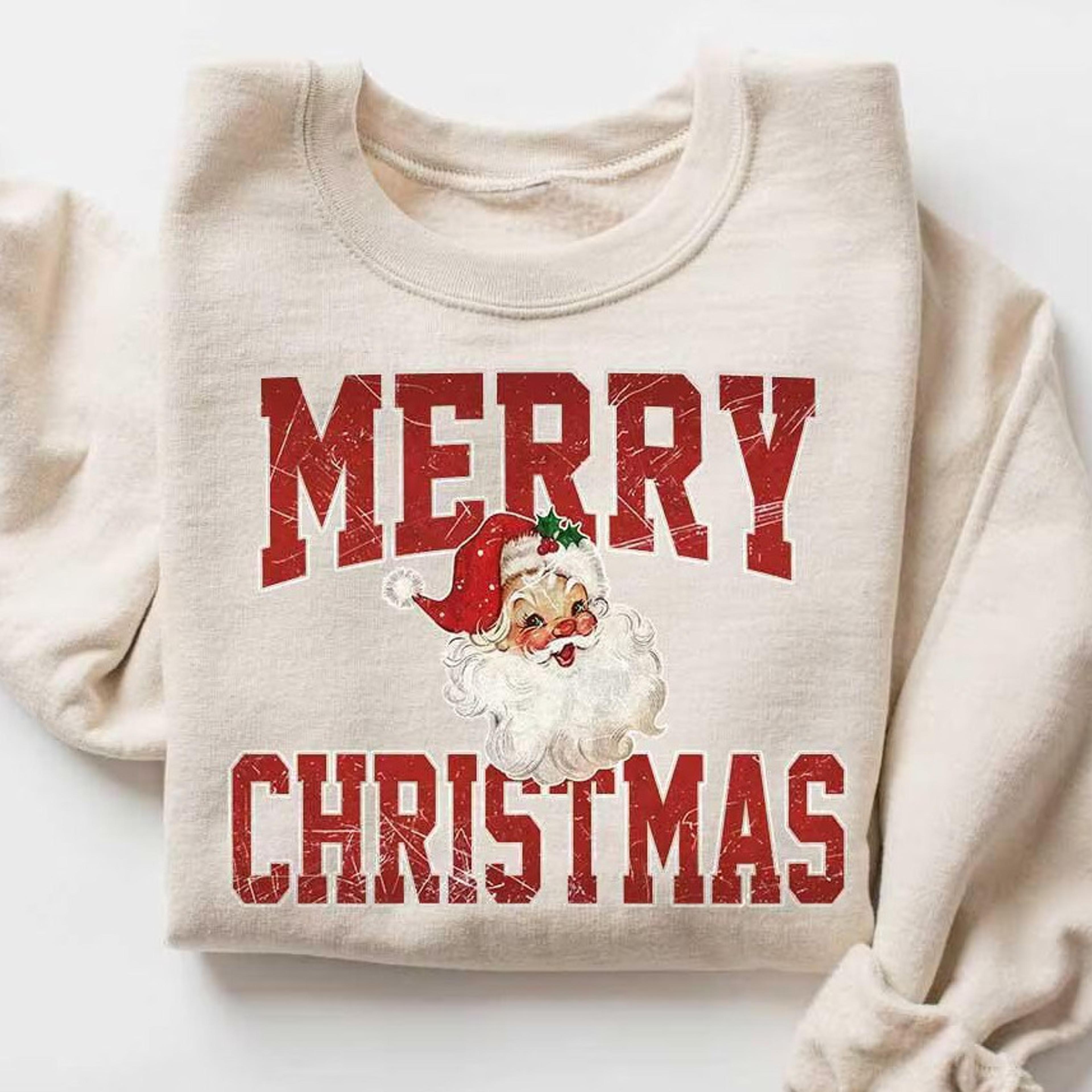 santa university t-shirt retro merry christmas collage holiday sweatshirt
