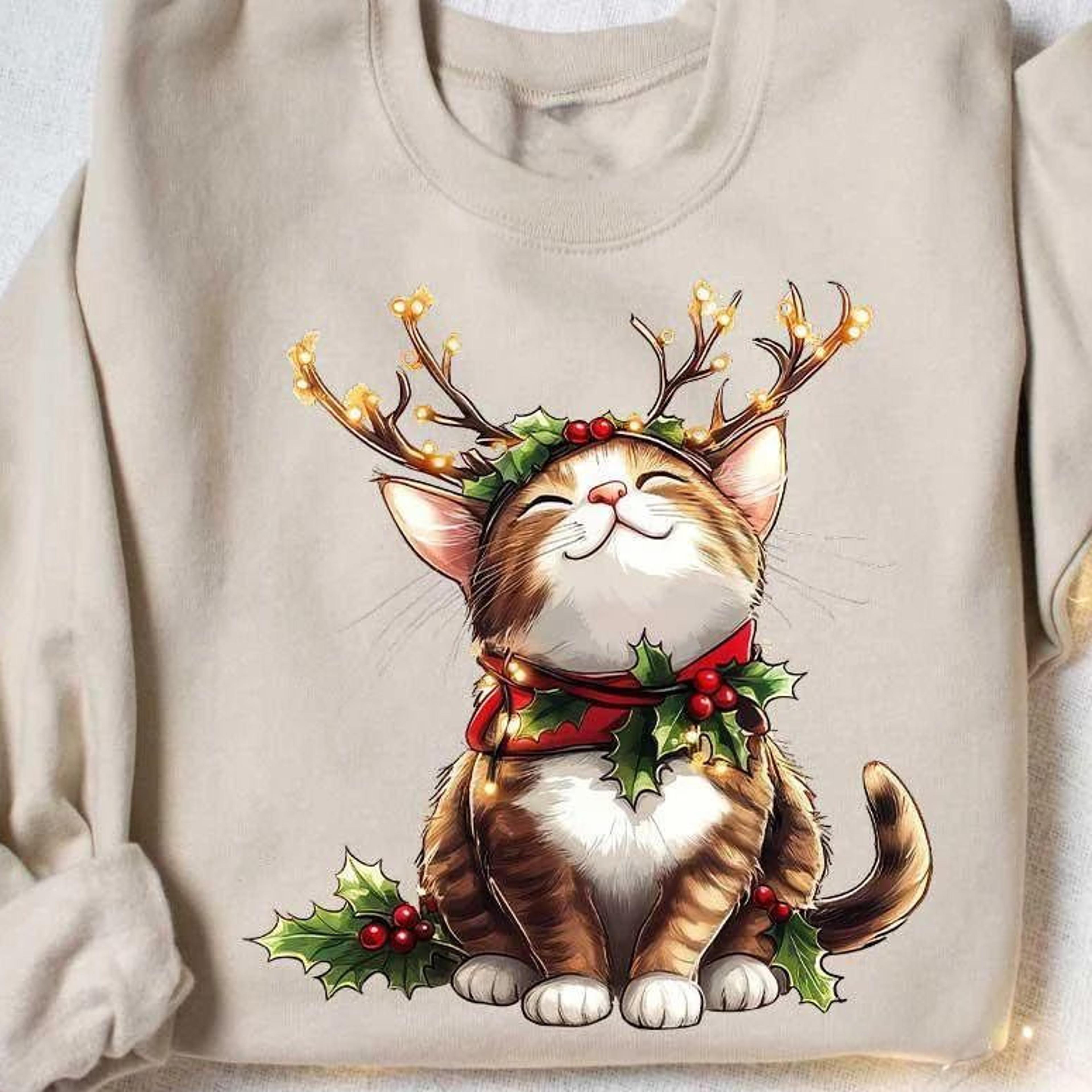 meowy christmas cat t-shirt funny cat lover holiday christmas sweatshirt