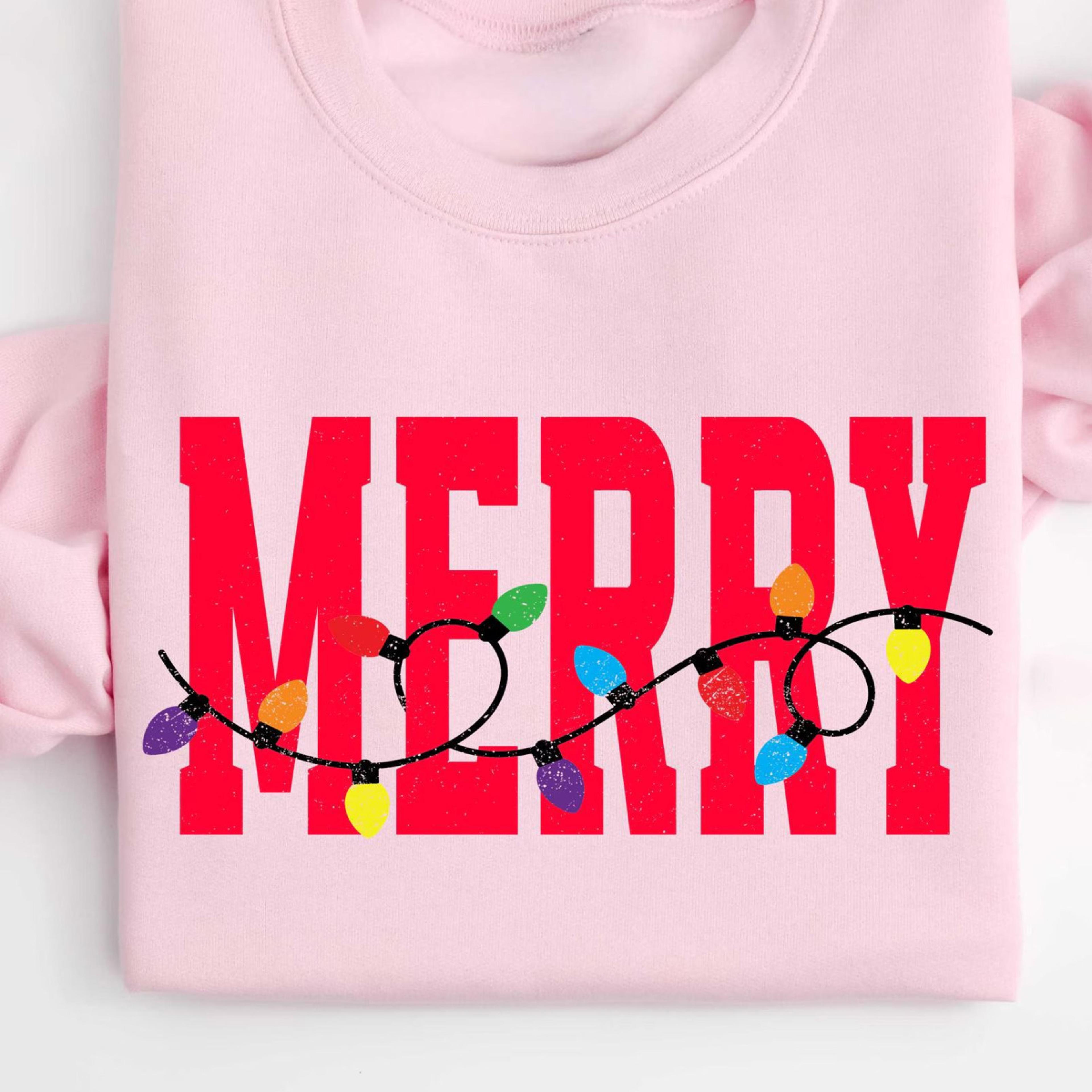merry christmas lights t-shirt festive matching family holiday sweatshirt