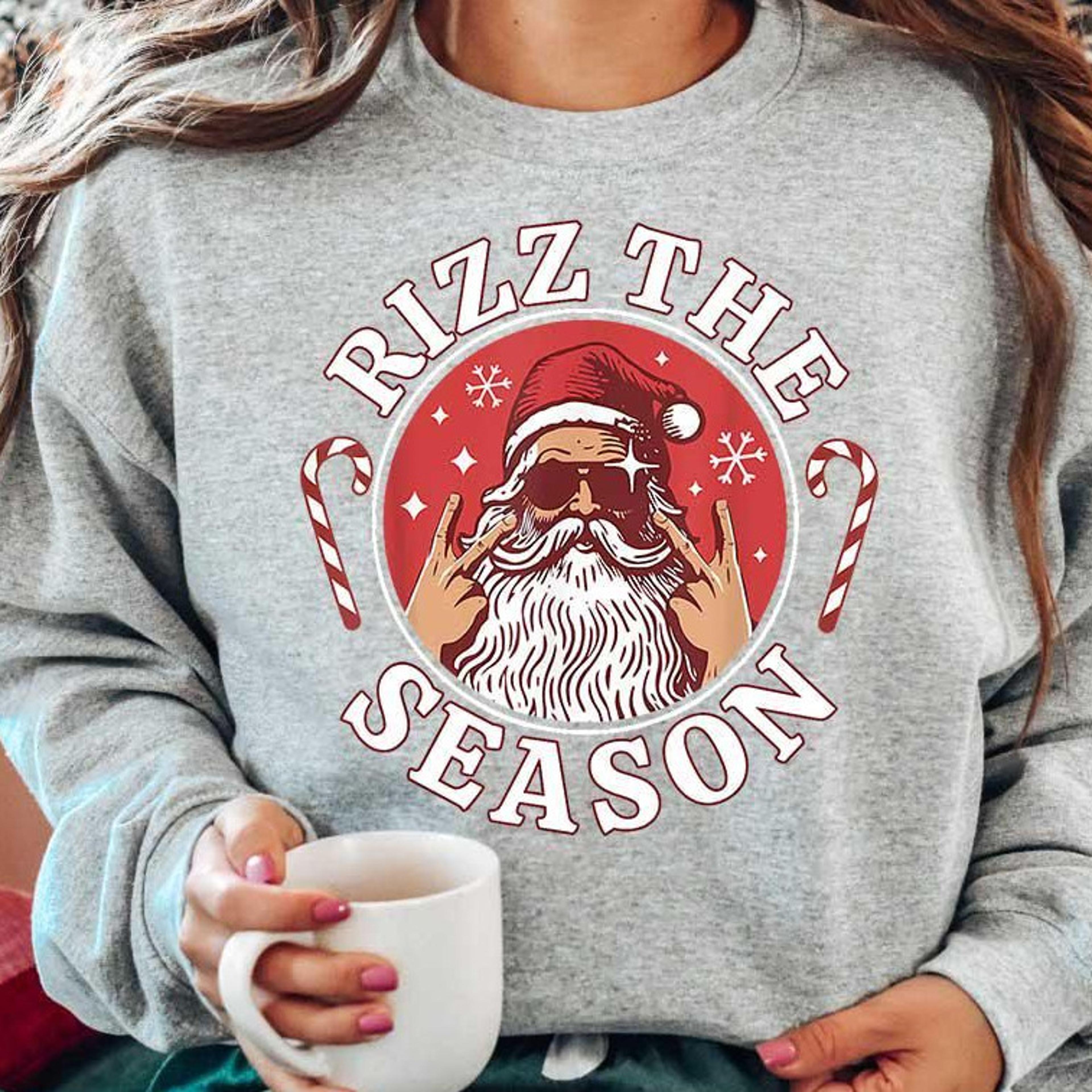 merry rizzmas t-shirt rizz the season funny rizzler santa christmas sweatshirt