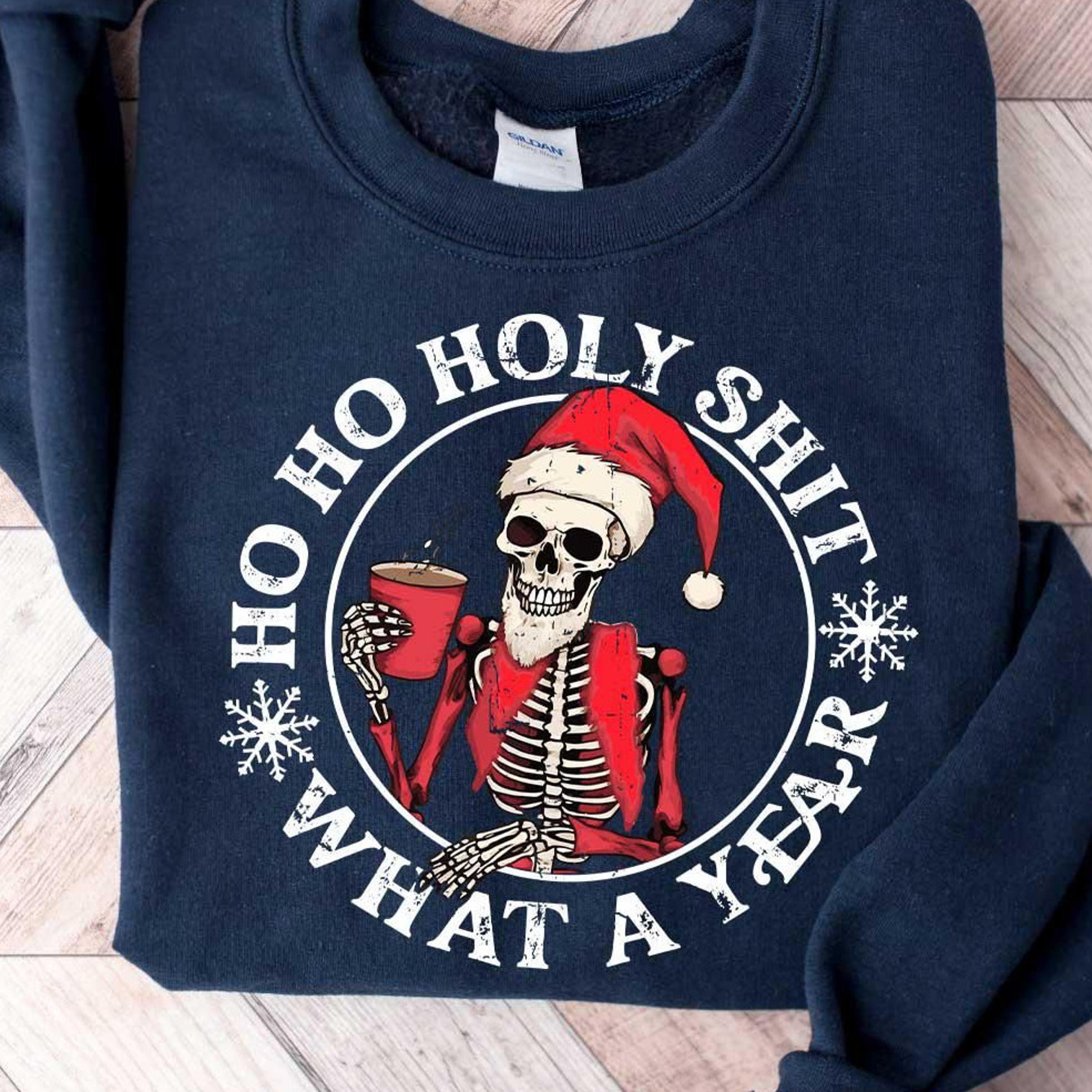 dead inside t-shirt skeleton santa claus funny christmas humor holiday sweatshirt