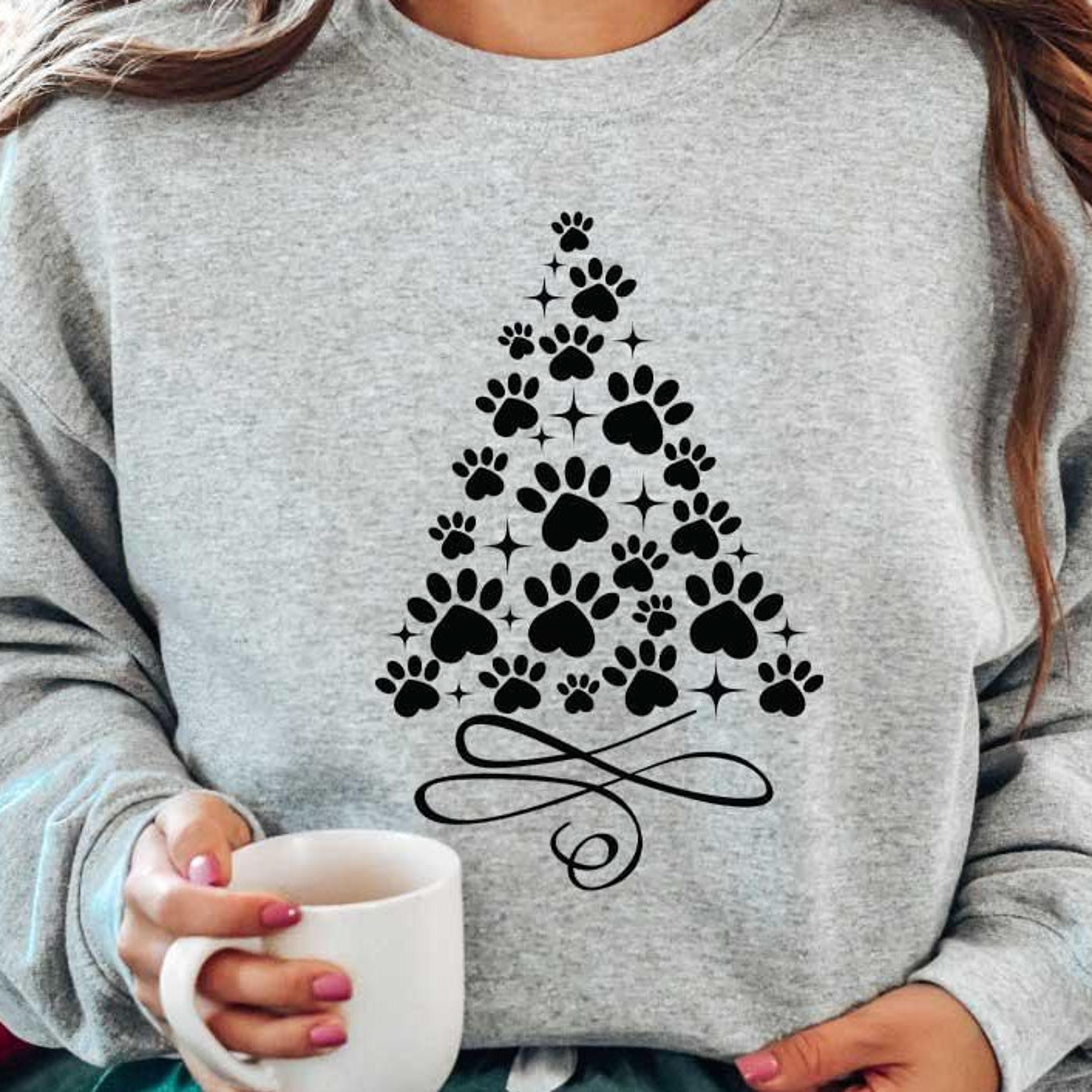 christmas paw tree t-shirt merry woofmas dog lover holiday sweatshirt