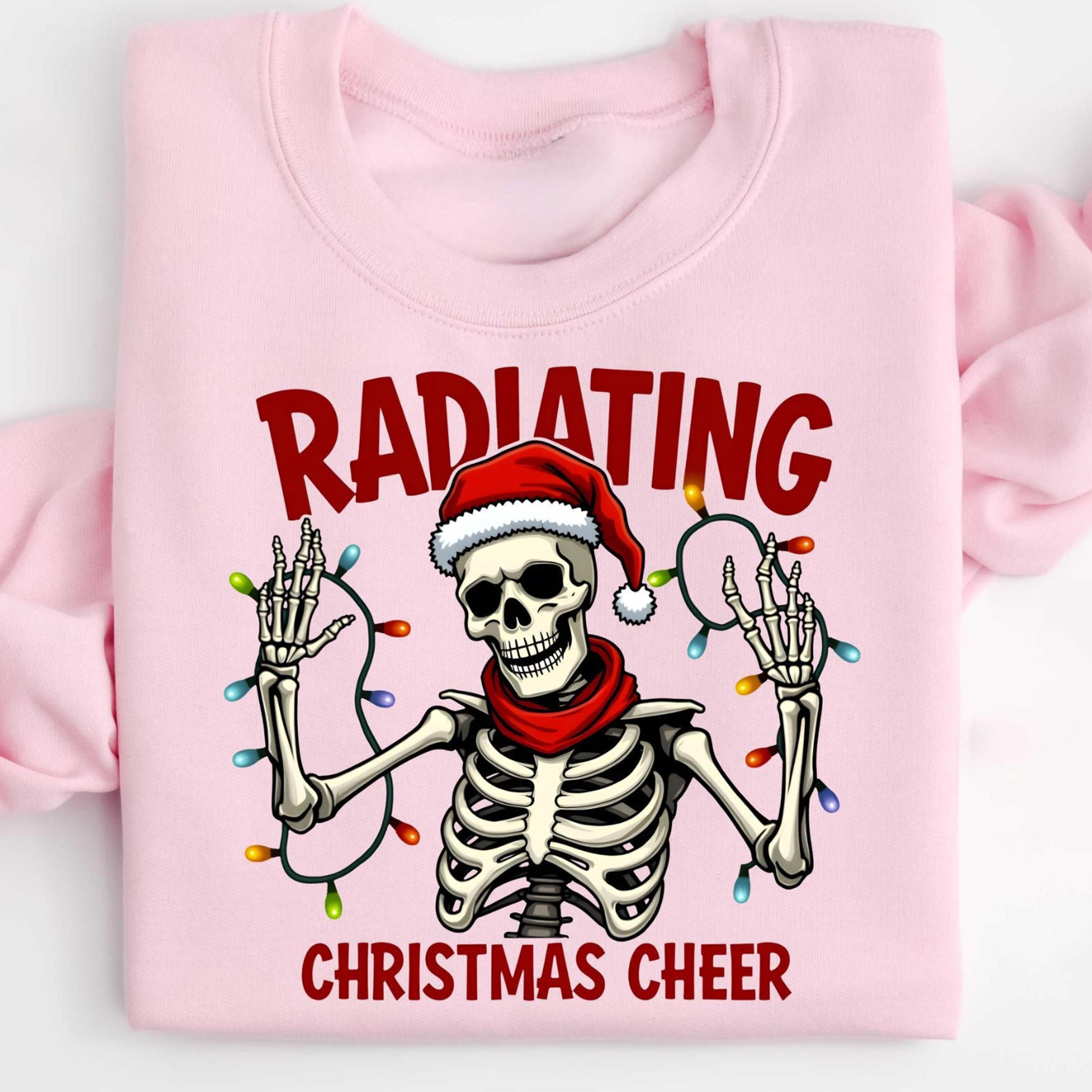 radiating christmas cheer t-shirt skeleton lights xray tech holiday sweatshirt