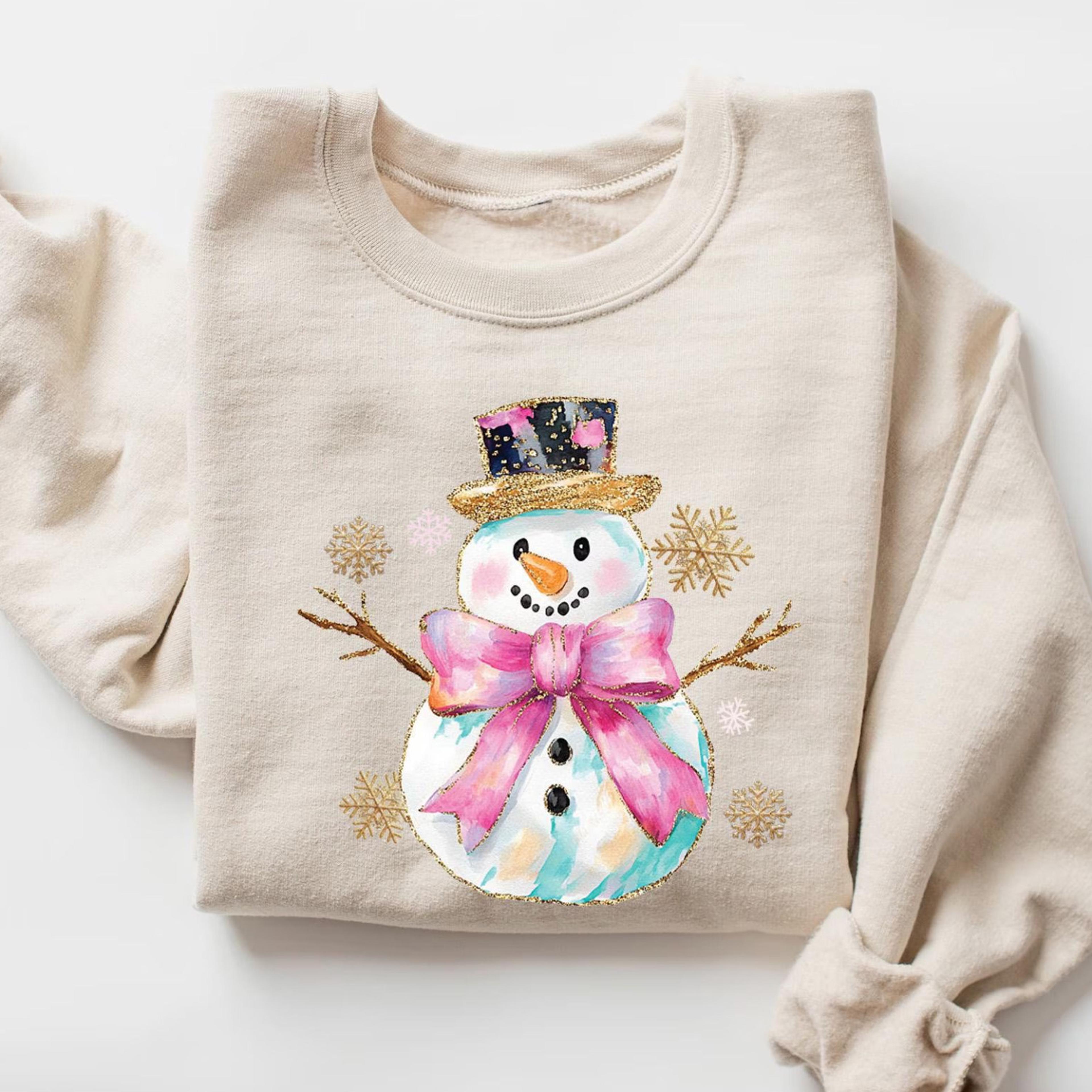 christmas snowman t-shirt cute winter holiday womens christmas sweatshirt
