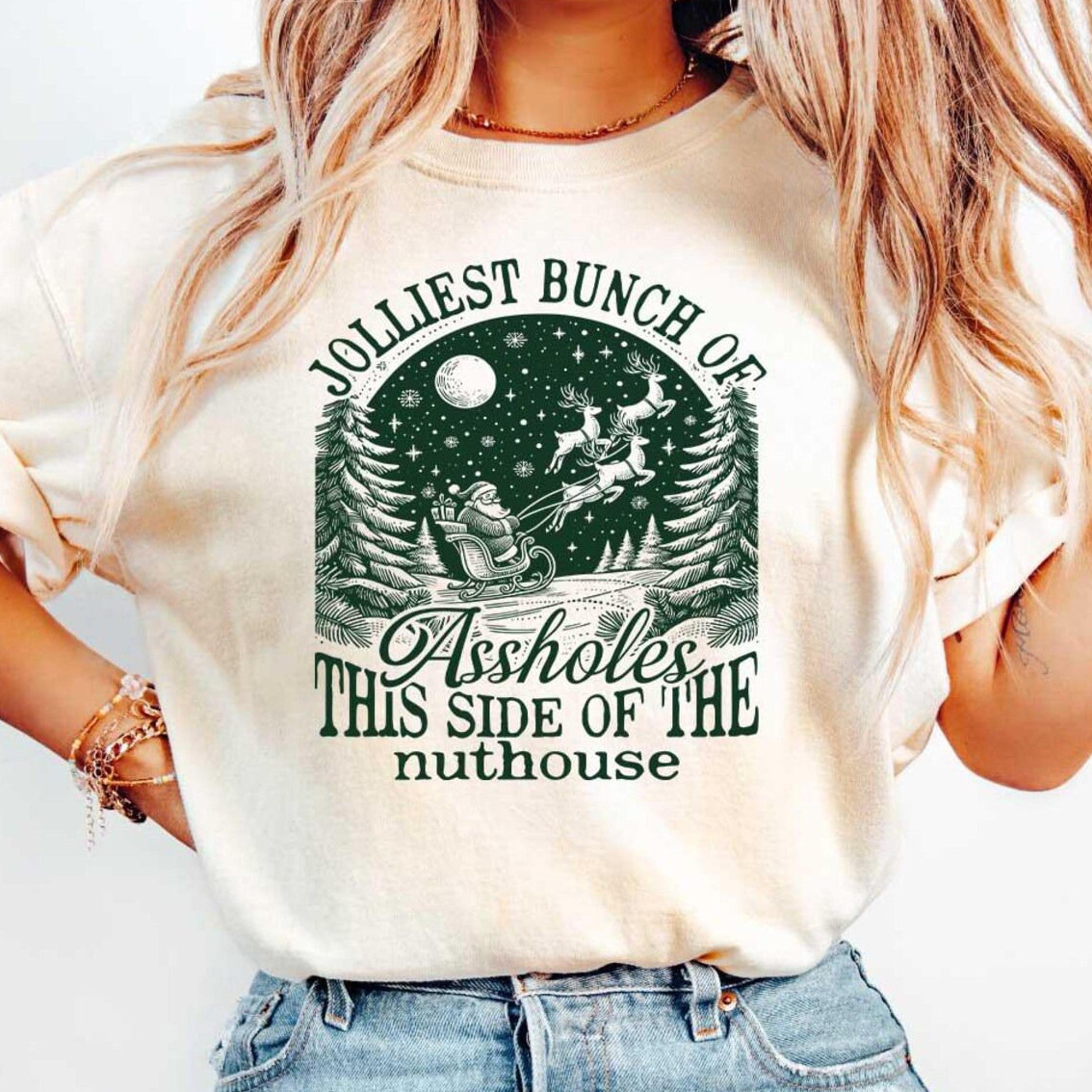 jolliest bunch of assholes t-shirt funny sarcastic christmas holiday sweatshirt