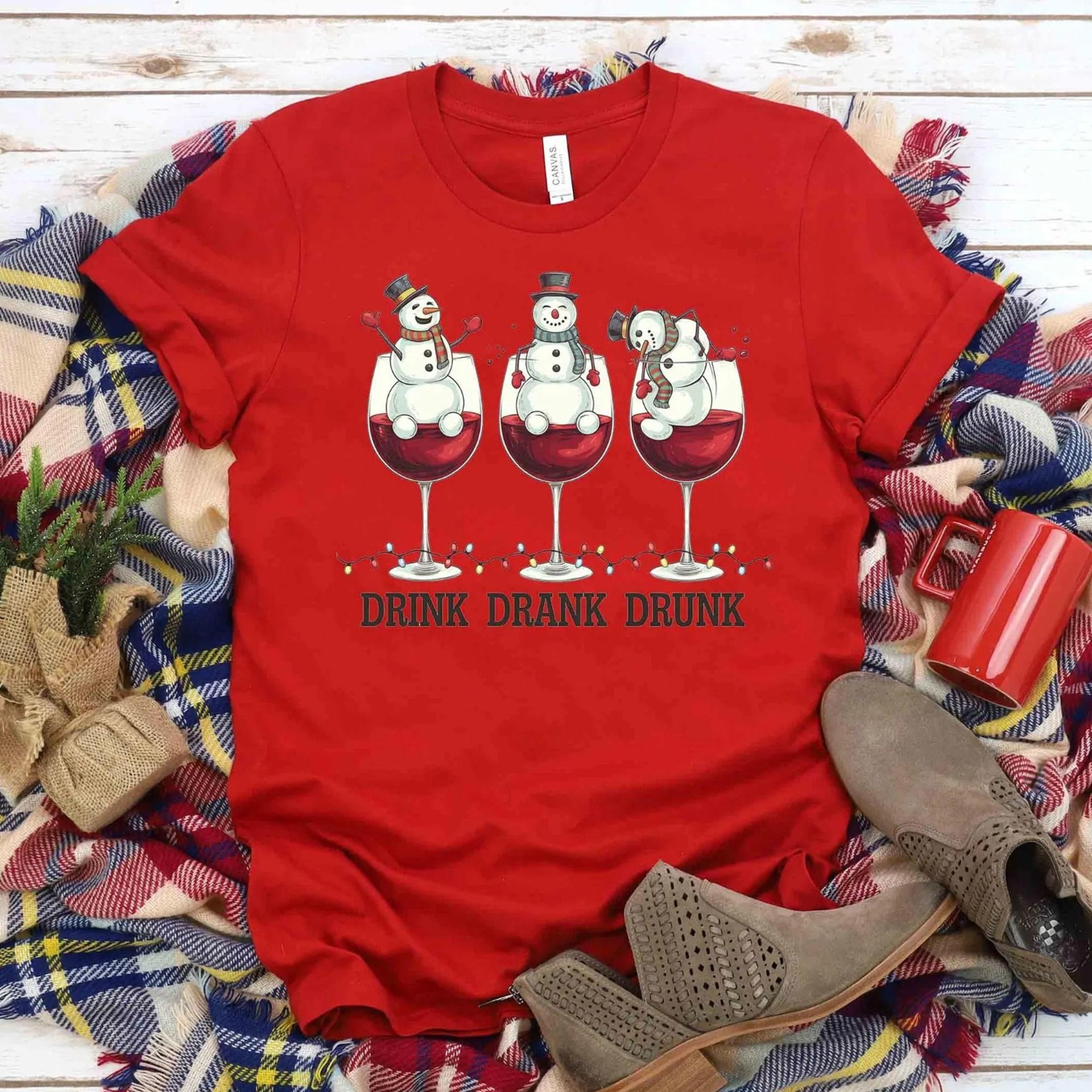 funny christmas snowman wine t-shirt, holiday party tee, wine lover gift