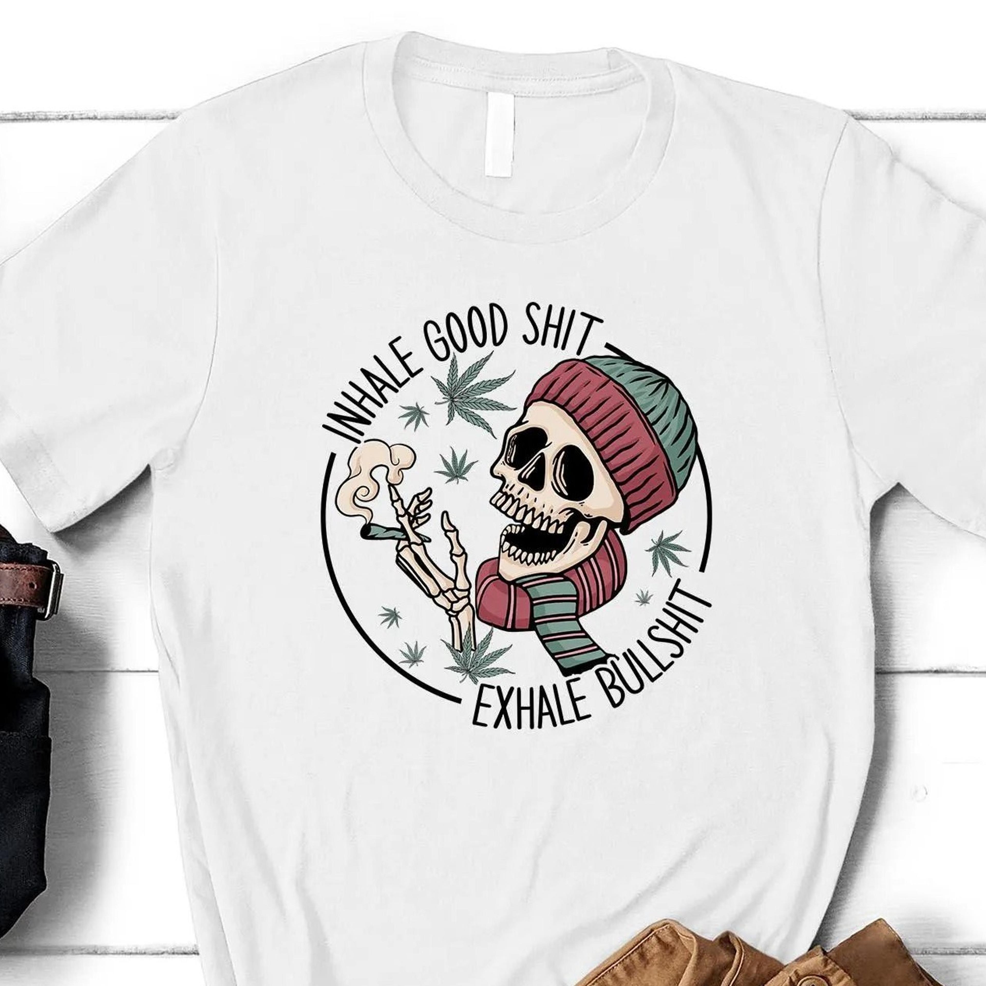 inhale good shit, christmas weed shirt, funny skeleton marijuana shirt, weed lover, stoner gift, 420 shirt, cannabis top