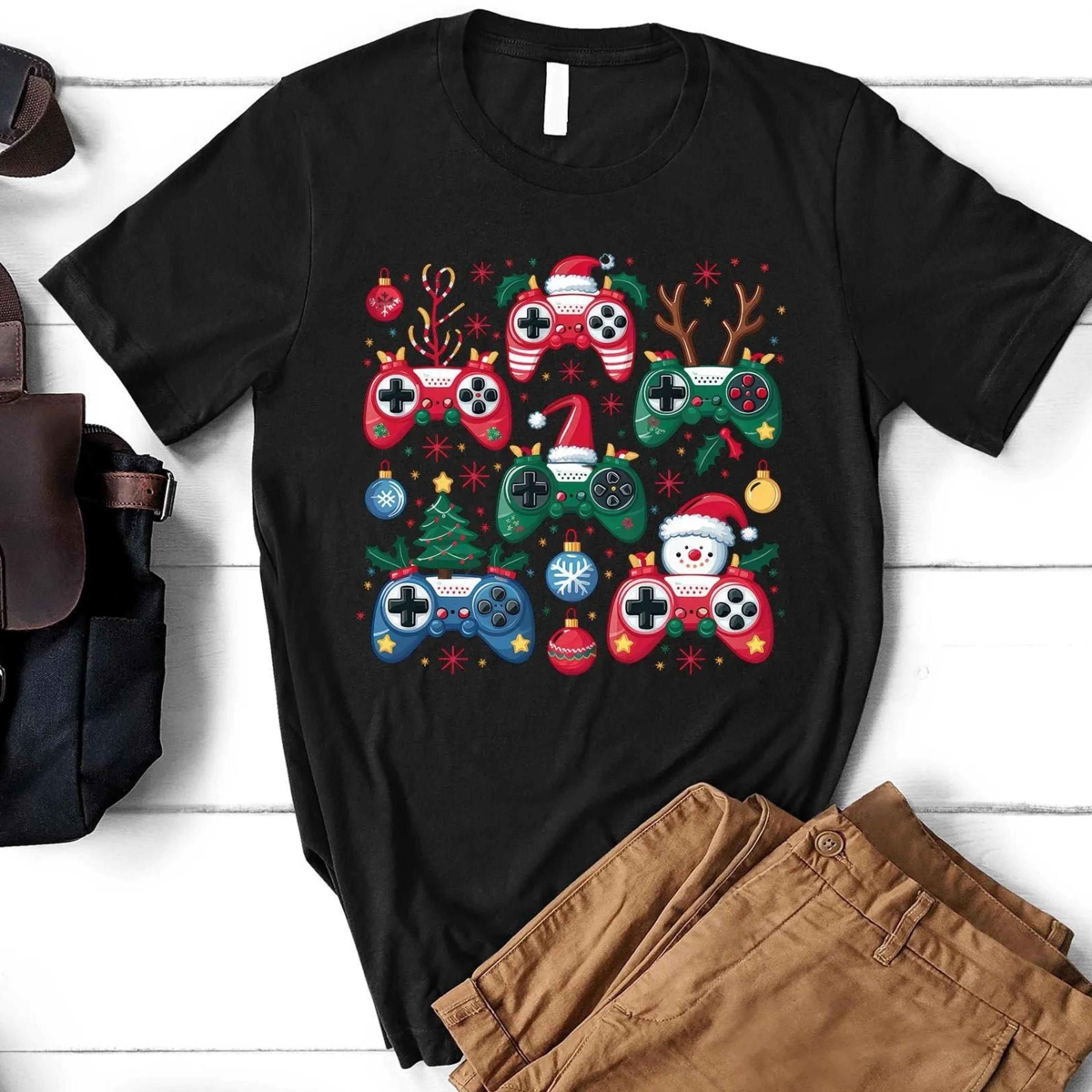 christmas gaming shirt, ugly christmas shirt for gamers, gamer t-shirts, gamer xmas gifts, retro video gamer gift, xmas