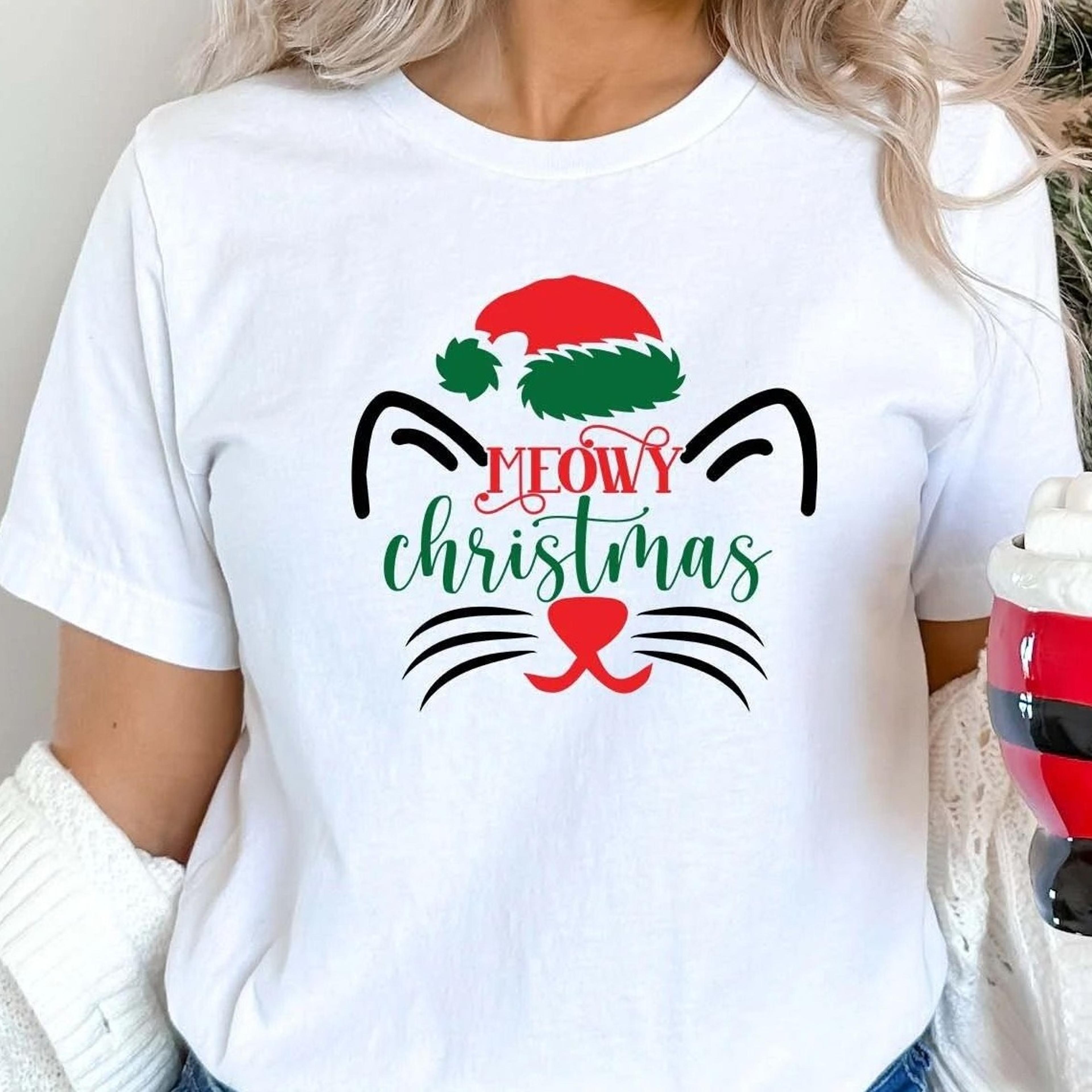 meowy christmas, funny cat t-shirt, whiskers, cat lover gift sweatshirt, gift for cat lovers, cute cat shirt, cat shirt,