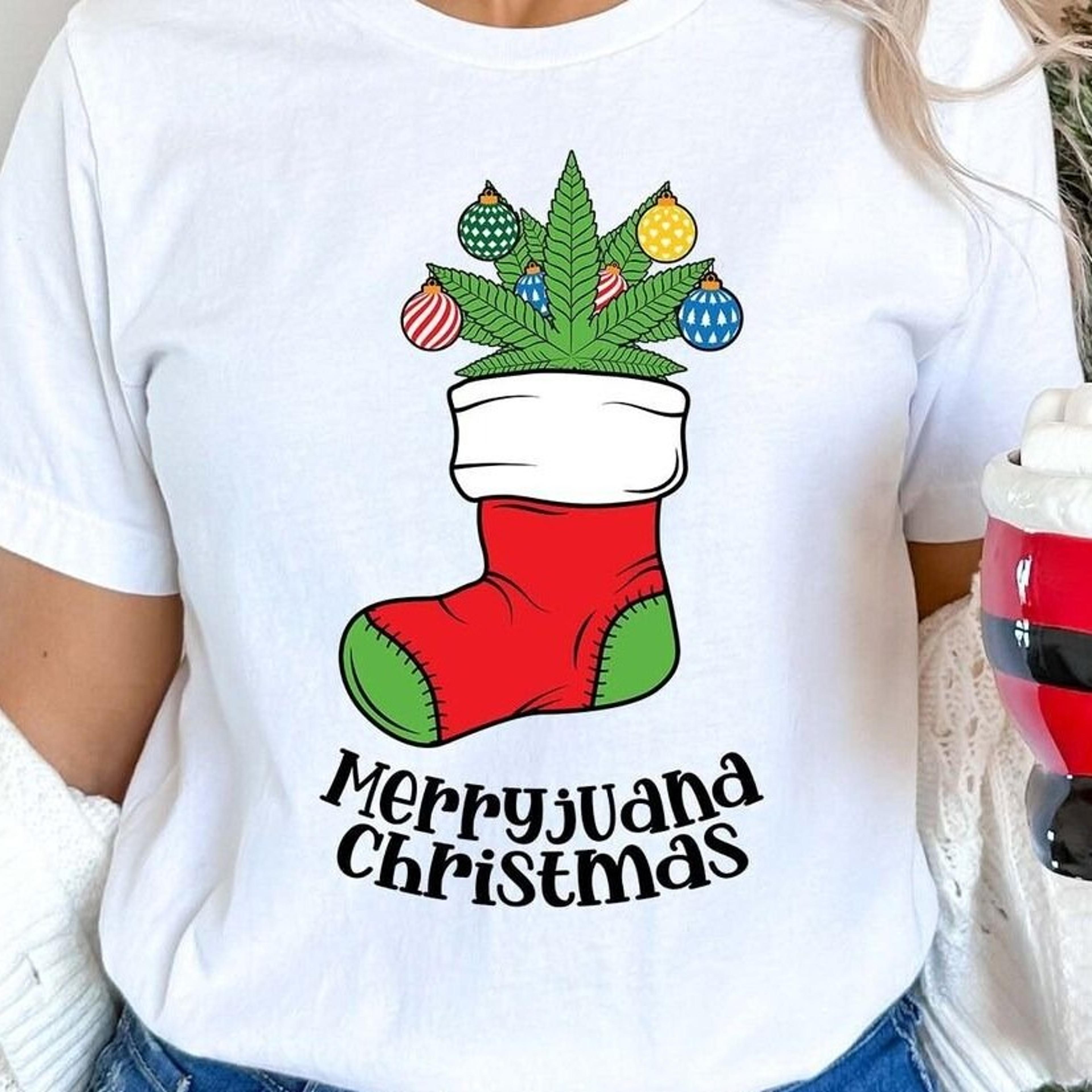 merryjuana christmas, funny marijuana shirt, weed lover, stoner gift, 420 shirt, smoking weed, cannabis sweatshirt, chri
