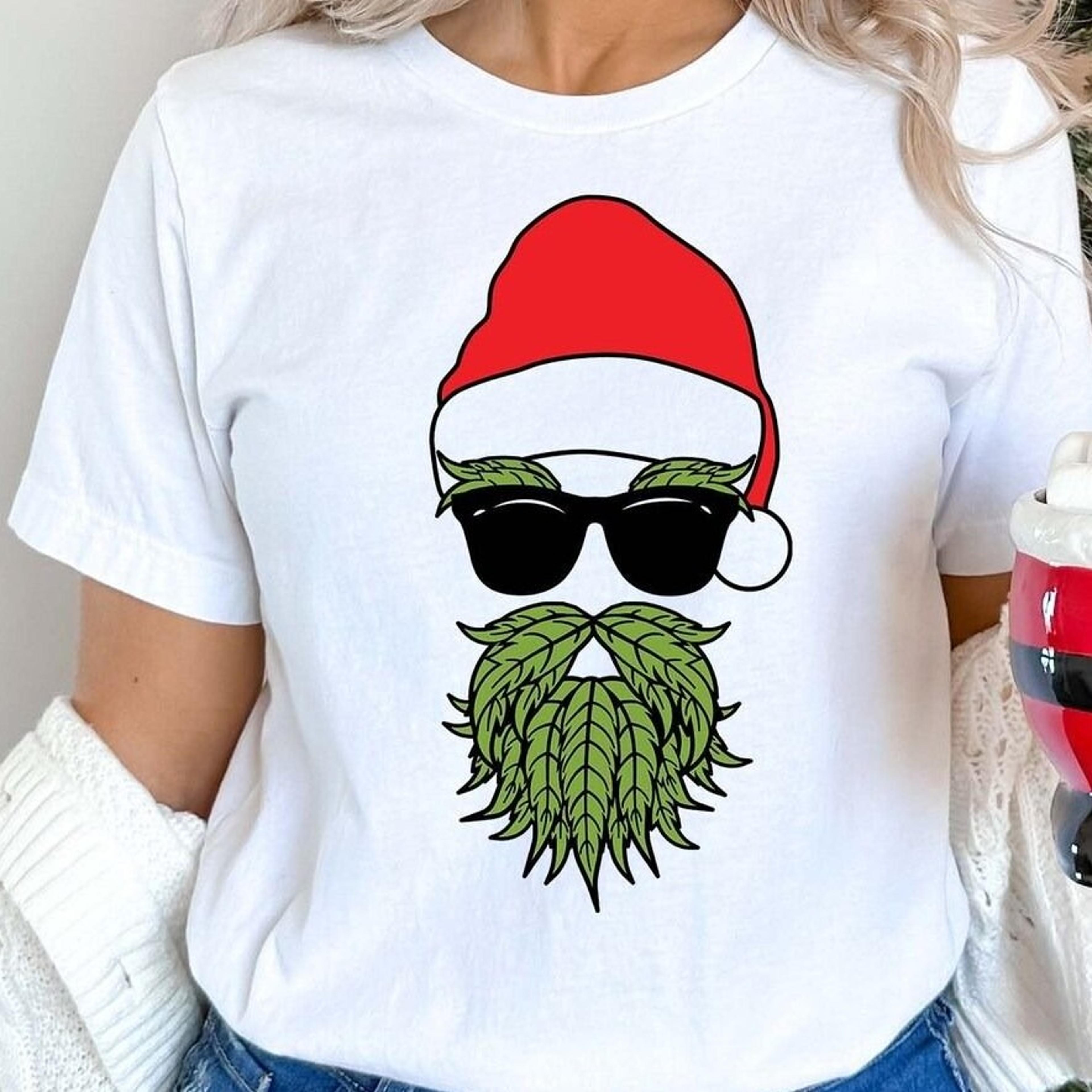 santa marijuana beard shirt, funny weed shirt, weed lover, stoner gift, 420 shirt, smoking weed, cannabis sweatshirt, ch