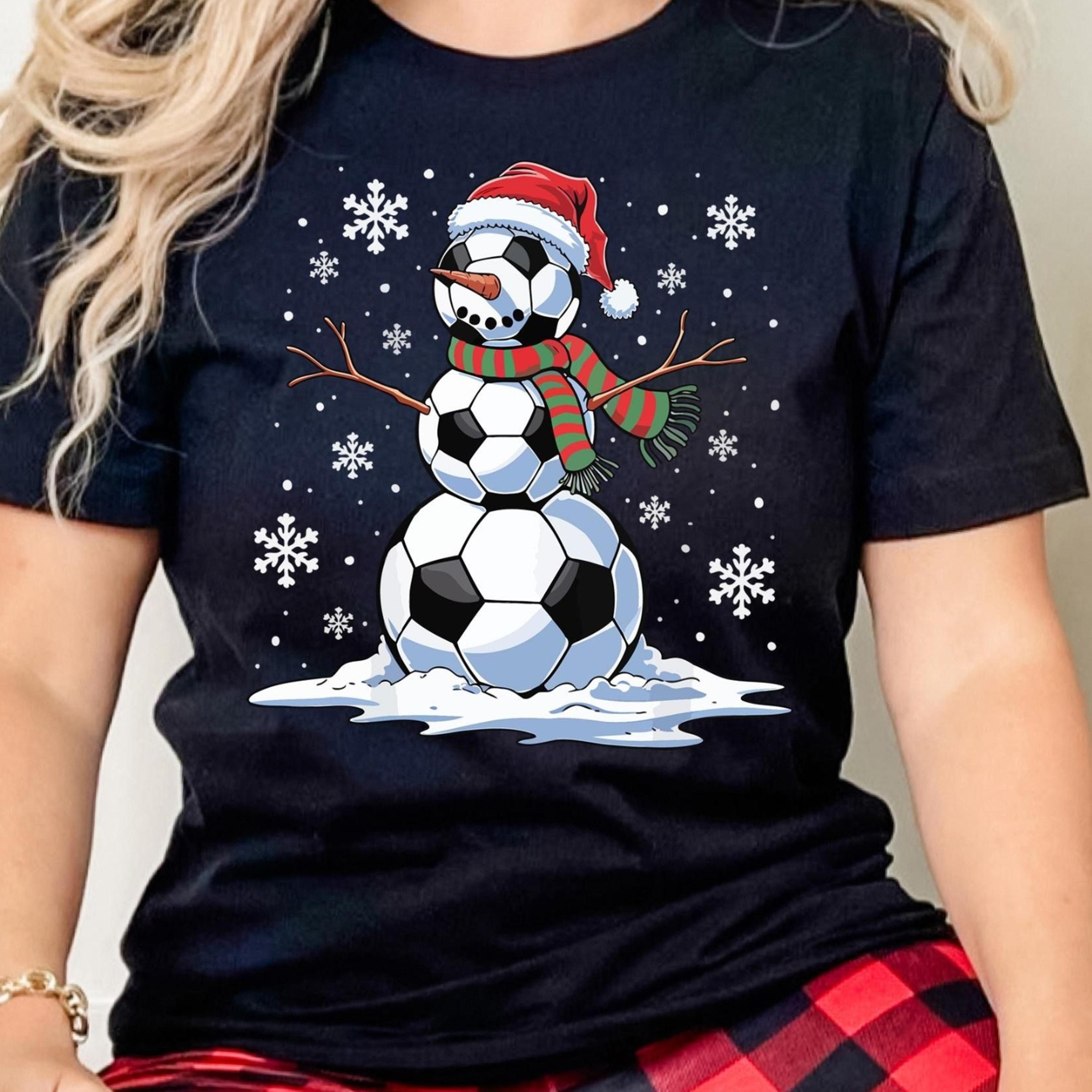christmas soccer ball snowman shirt, santa soccer ball snowman t-shirt, merry christmas sweatshirt, x-mas football tee,
