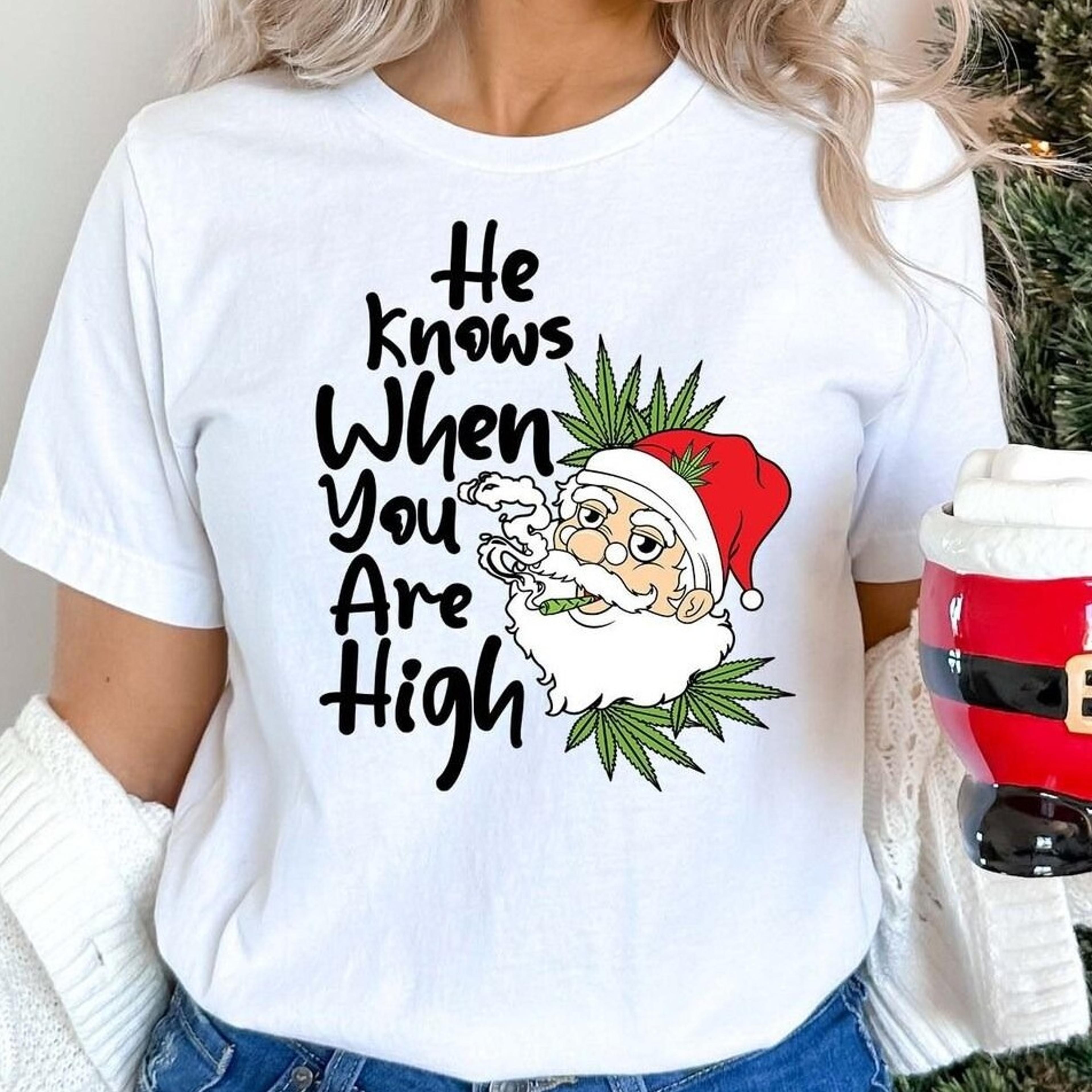 santa smoking weed shirt, funny marijuana shirt, weed lover, stoner gift, 420 shirt, smoking weed, cannabis sweatshirt,