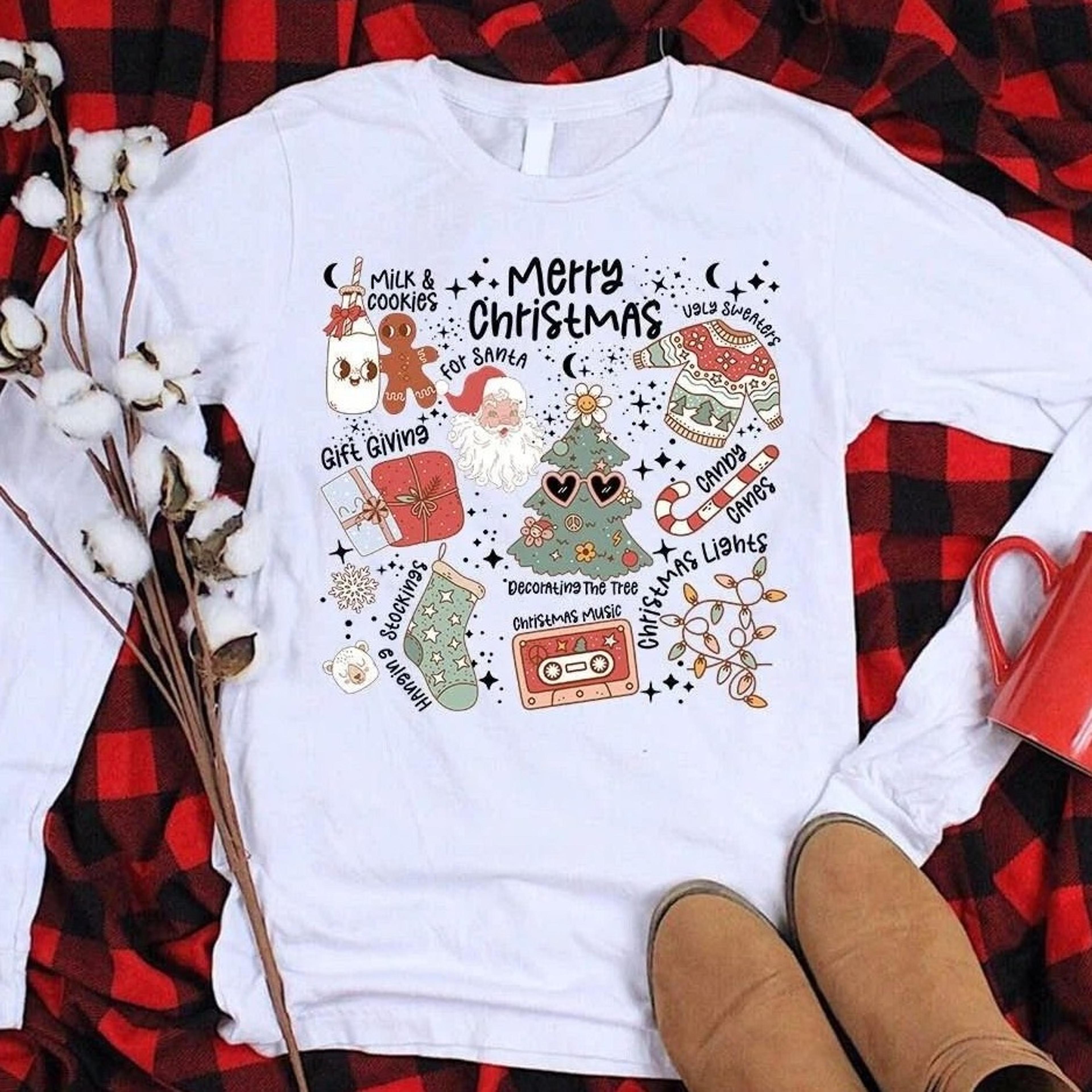 retro christmas shirt, santa claus, christmas doodles sweatshirt, christmas sublimation, merry christmas vibes, milk coo