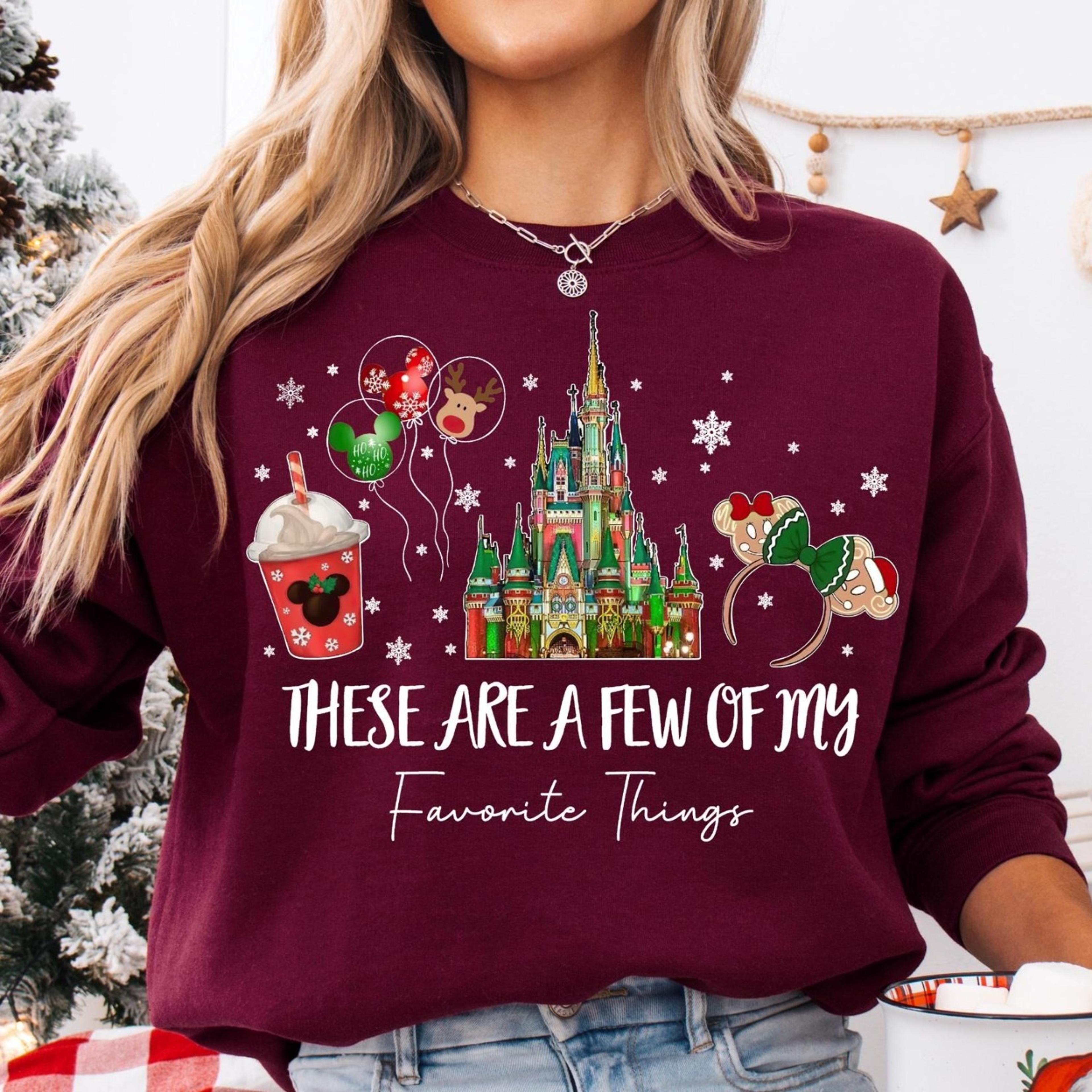 castle christmas favorite things shirt, holiday snacks tee, magical winter castle shirt, cozy fairytale christmas shirt