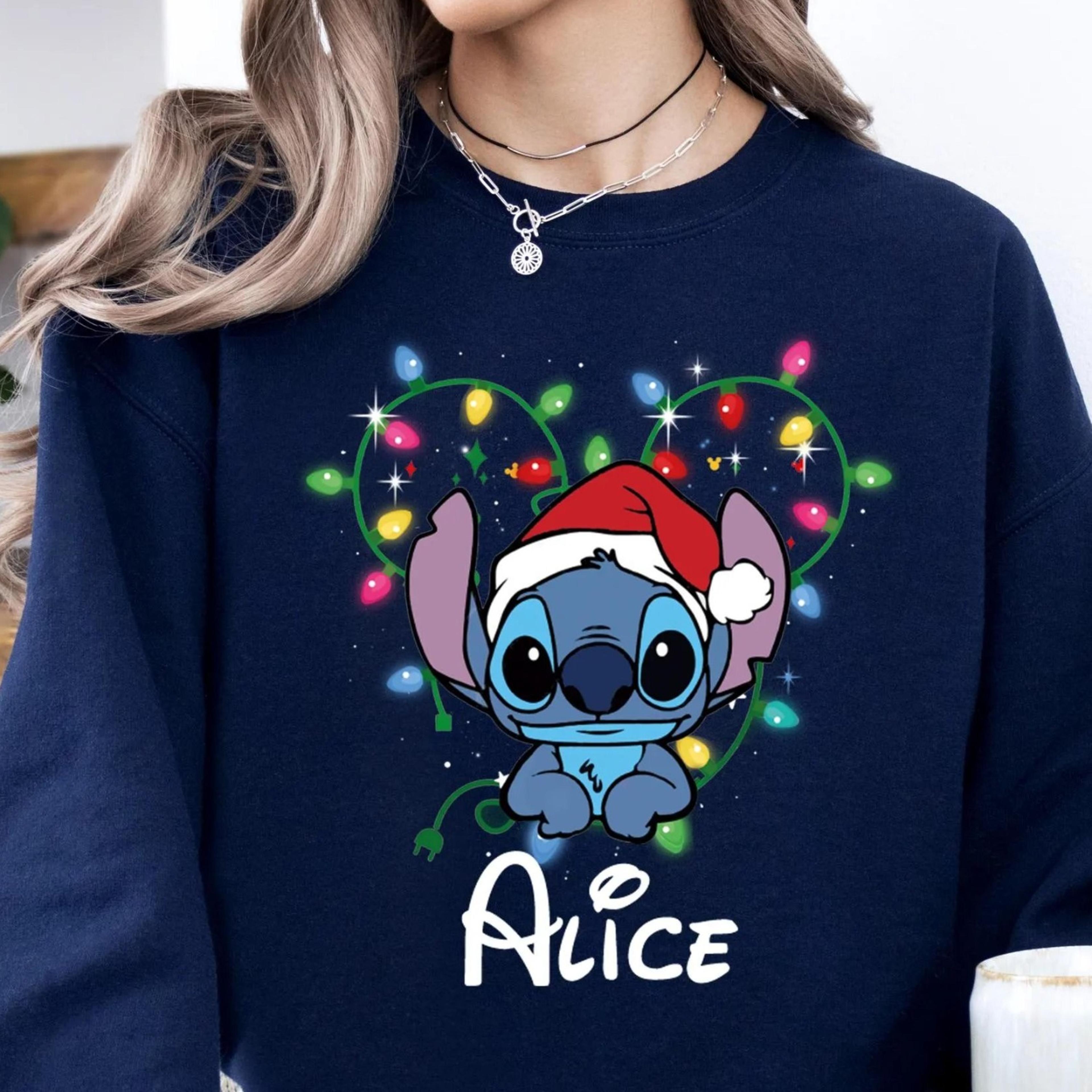 christmas movie character shirt, xmas family party shirt, santa shirt, stitch shirt, santa stitch tee