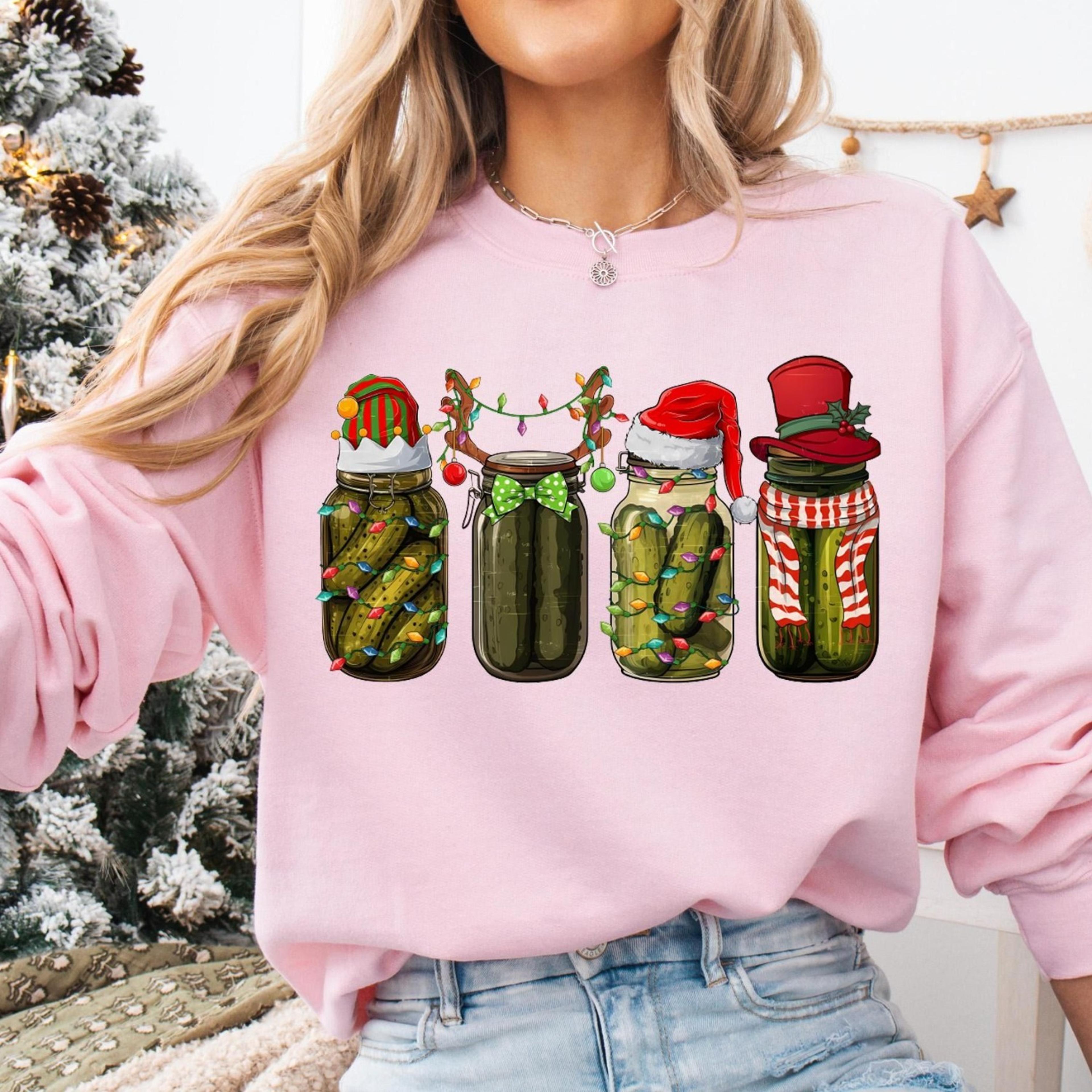 christmas pickles sweatshirt, pickle lover xmas shirt, canned pickles t-shirt, winter holiday sweater, funny christmas p