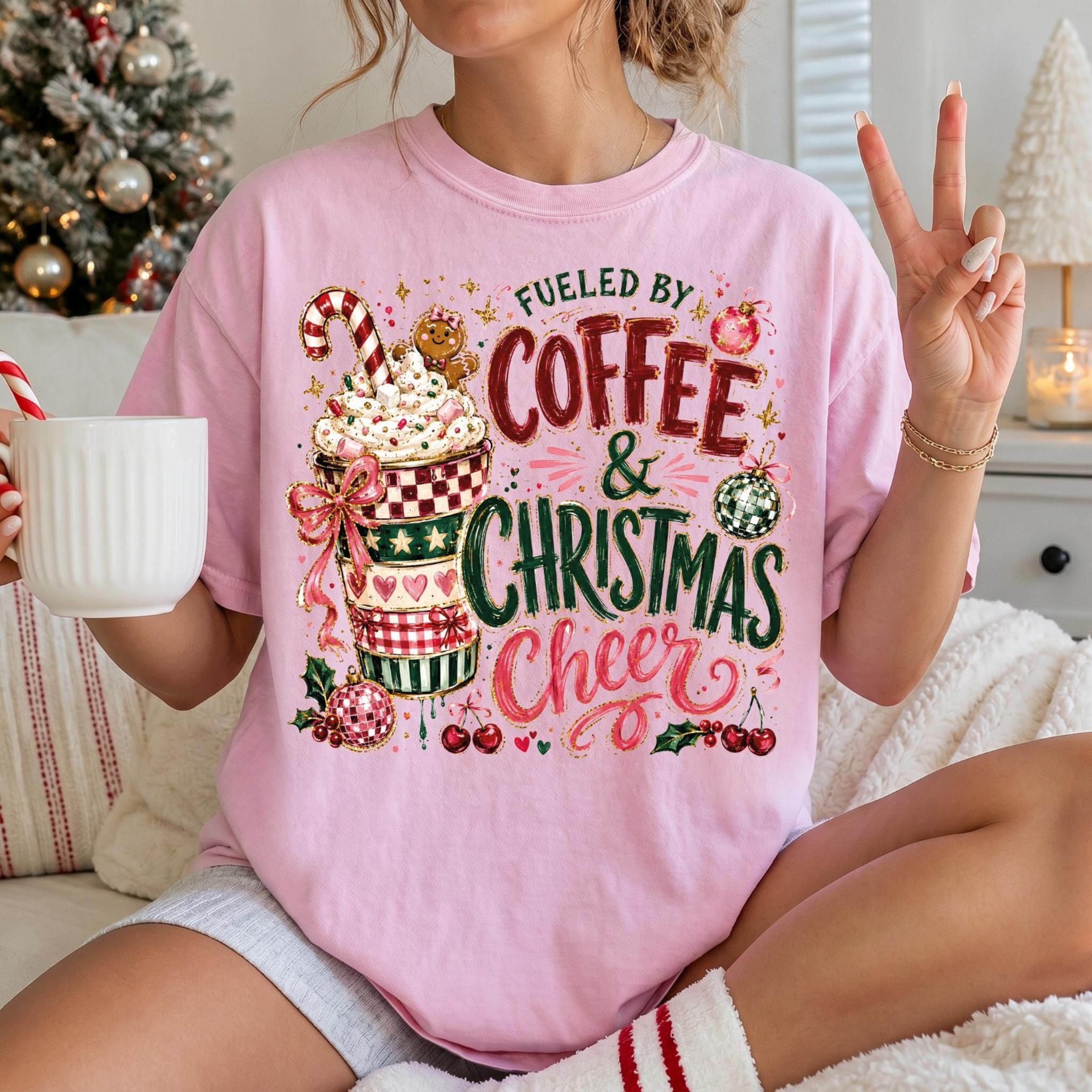 coffee christmas shirt, fueled by coffee christmas t-shirt, christmas sweatshirt, coffee lover gift shirt, xmas holiday