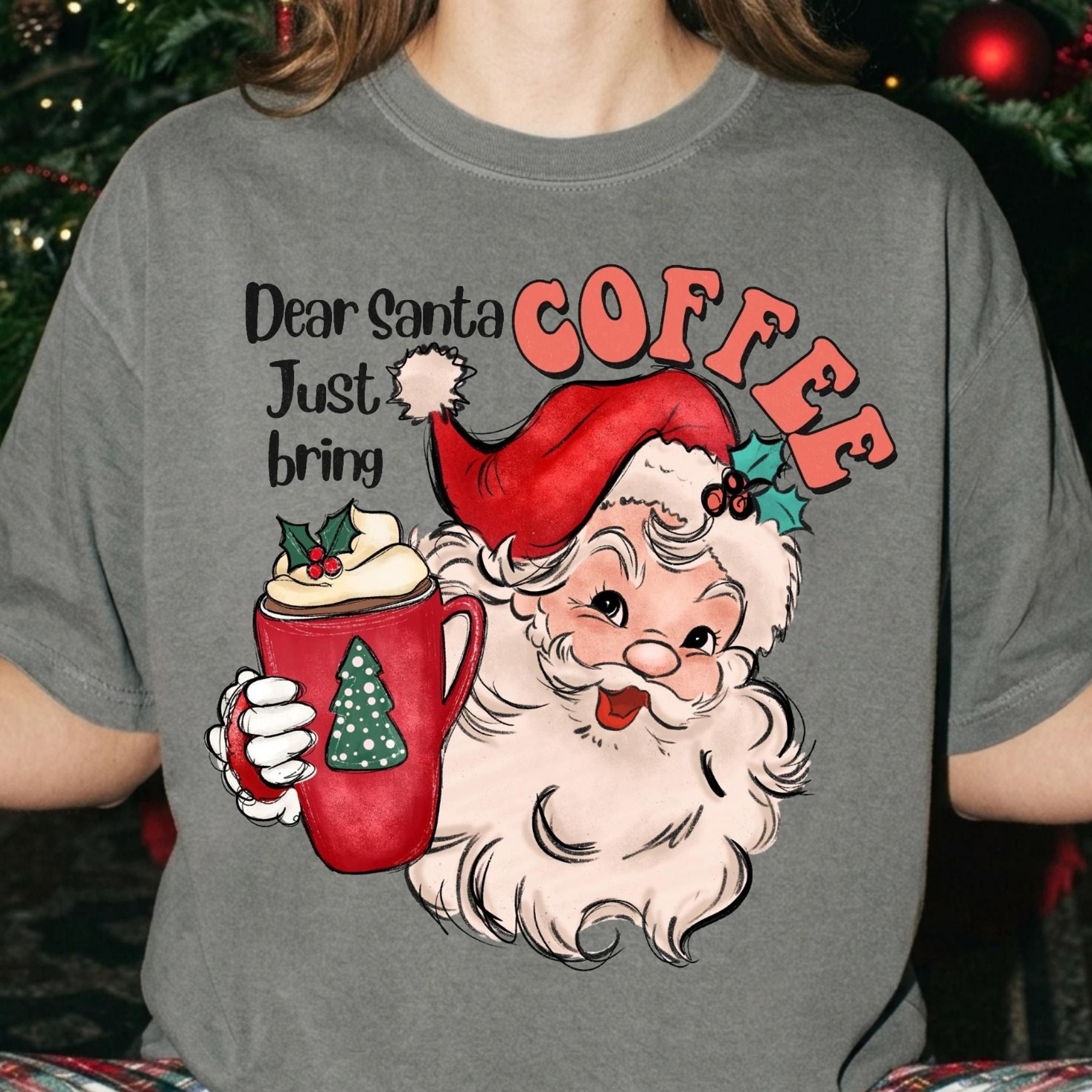 dear santa just bring christmas coffee shirt, coffee lover t-shirt, coffee cups sweater, christmas santa tee, ho ho ho t