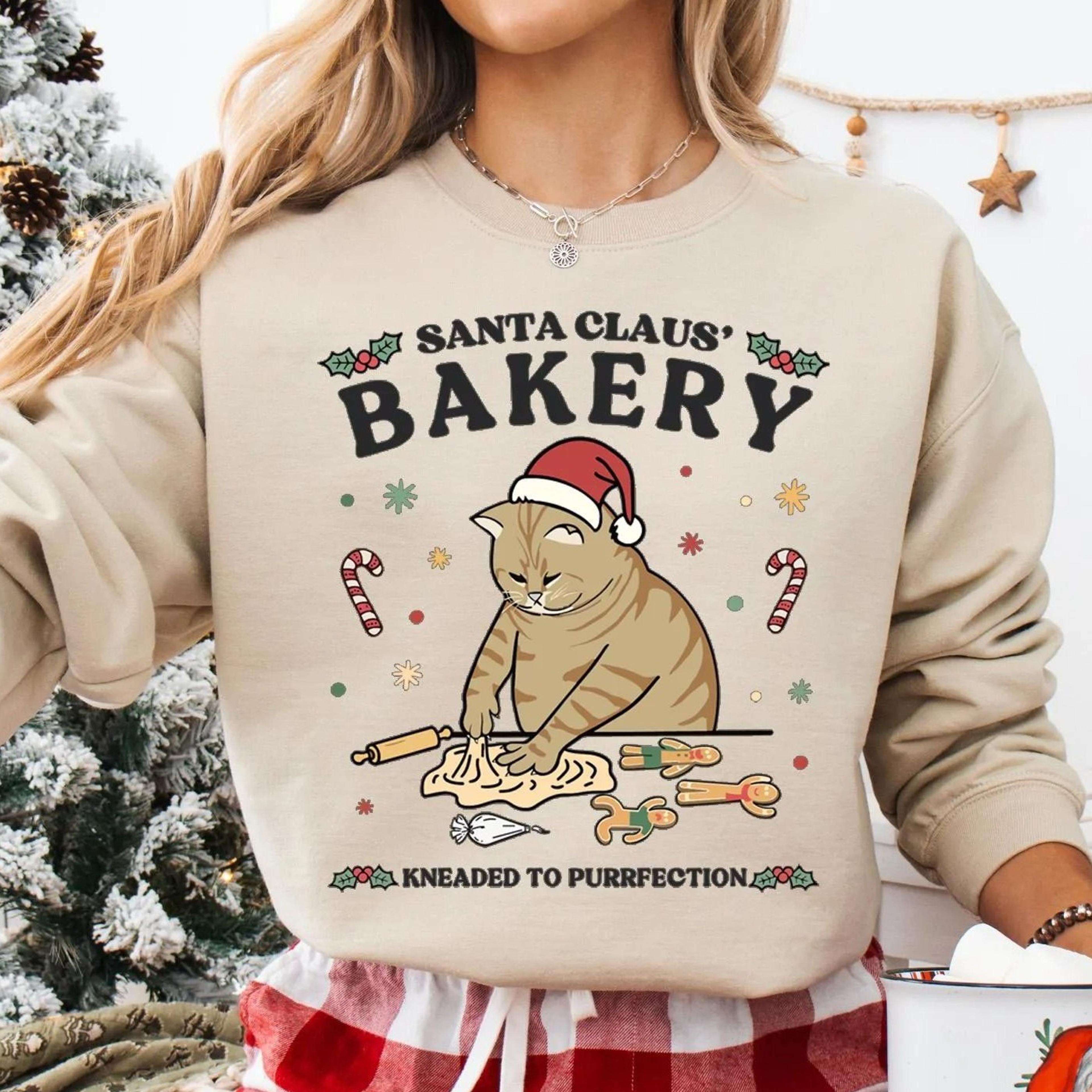 santa claus bakery sweatshirt, santa cat xmas shirt, christmas baking team tee, xmas cooking party sweater, christmas ch