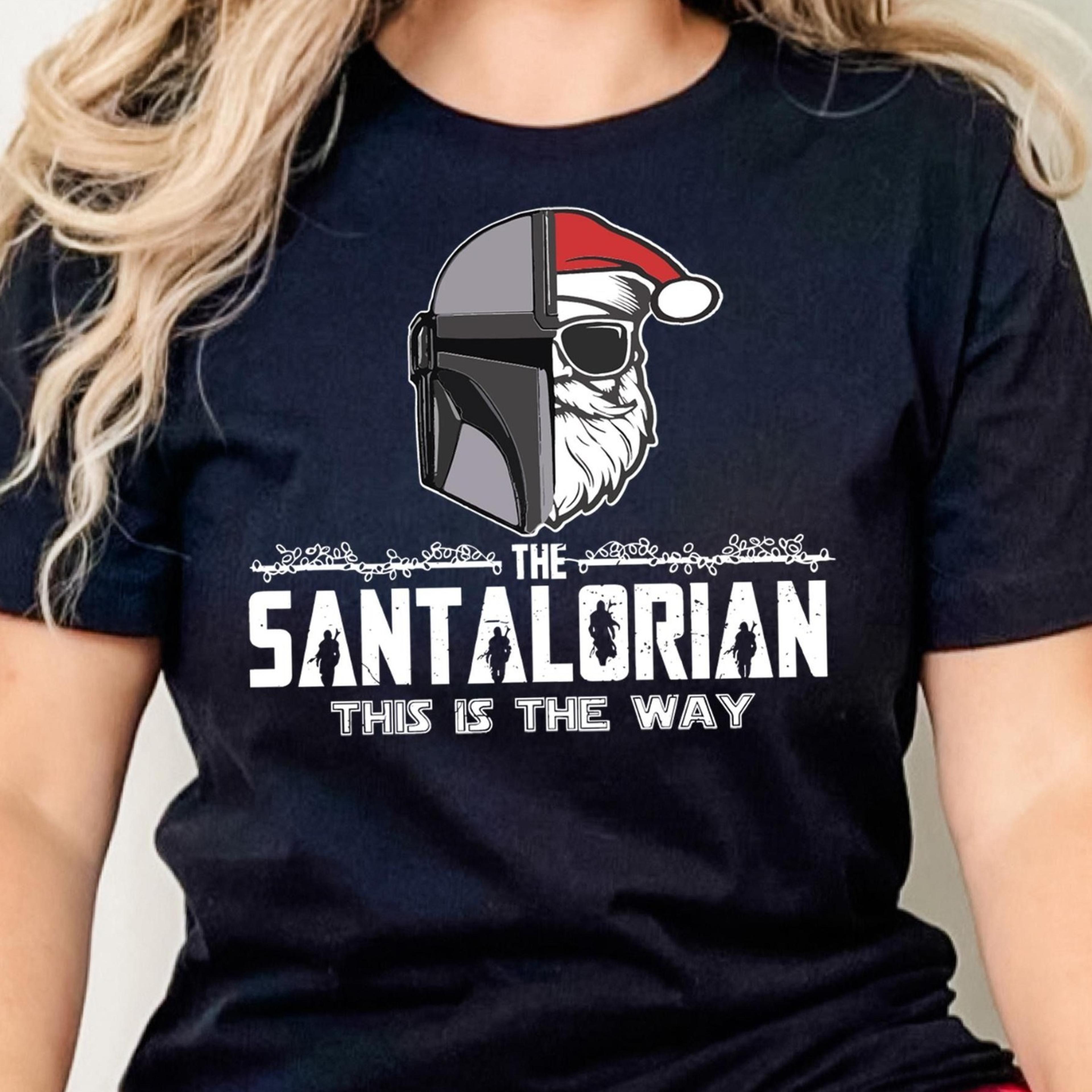 the santalorian this is the way shirt, galaxy christmas sweatshirt, mandalorian christmas t-shirt, galaxy's edge christm