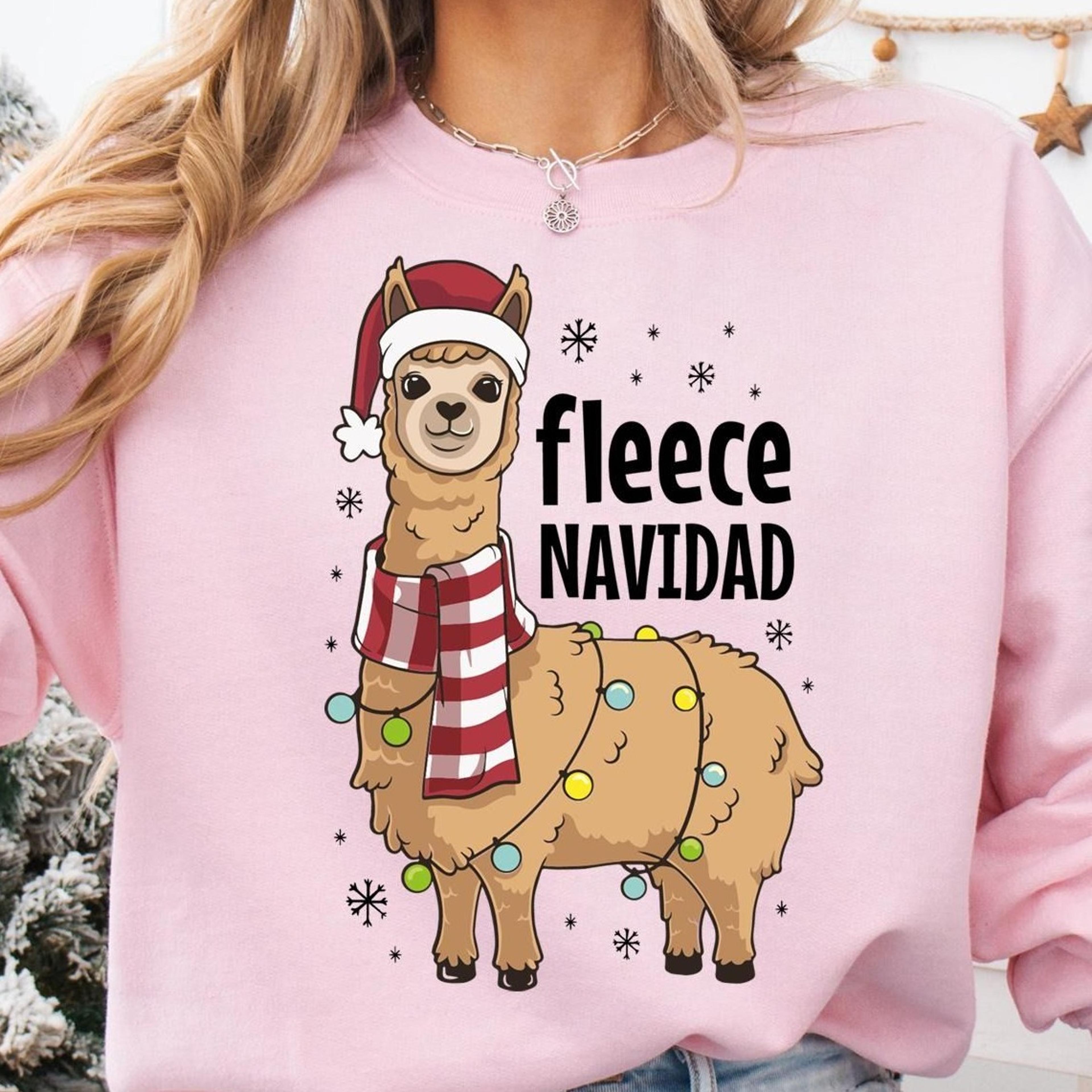 fleece navidad lama christmas shirt, spanish christmas sweater, feliz navidad familia sweatshirt, funny lama christmas t