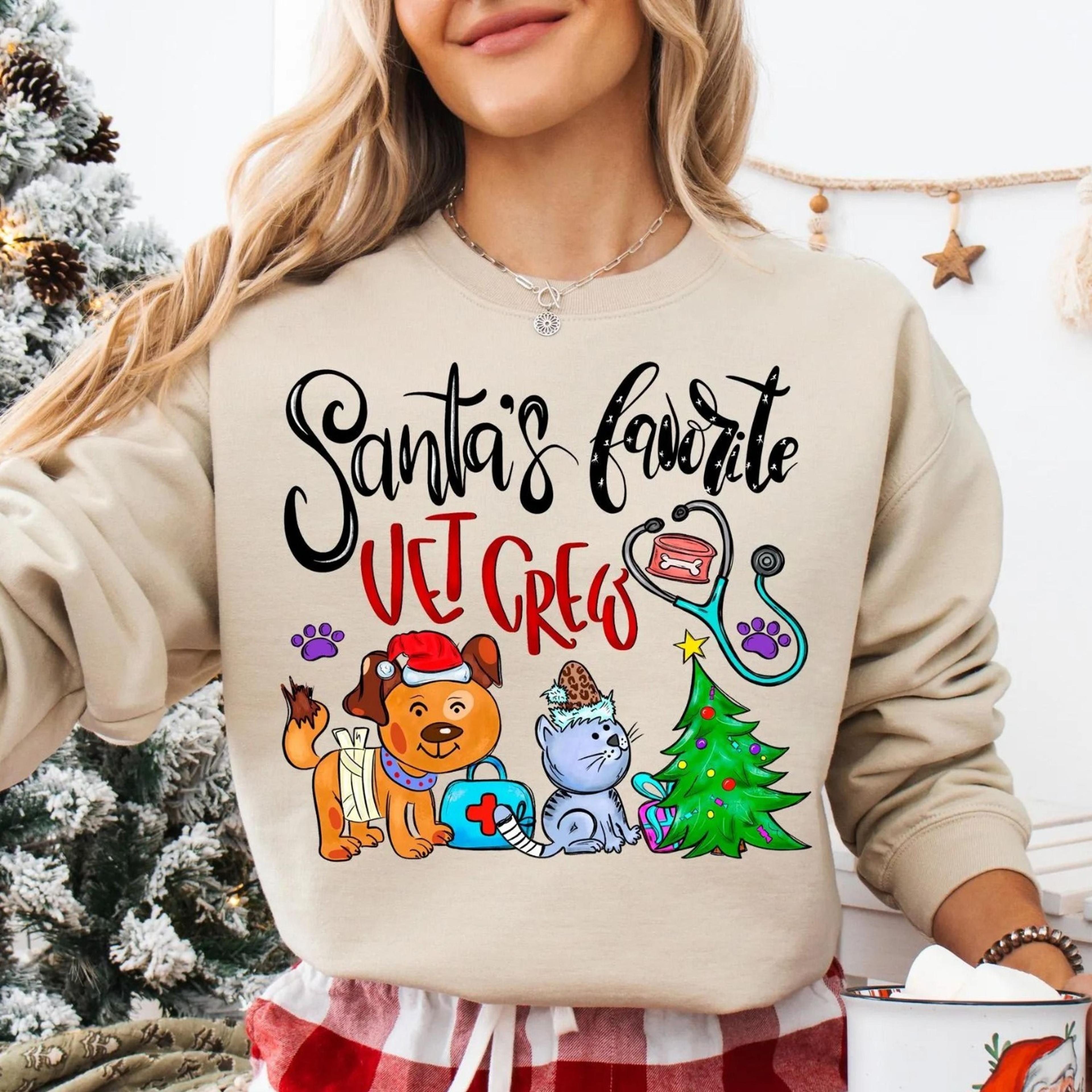 santa's favorite vet crew chrisrtmas shirt, xmas party sweater, vets xmas t-shirt, xmas santa claus sweater, christmas a