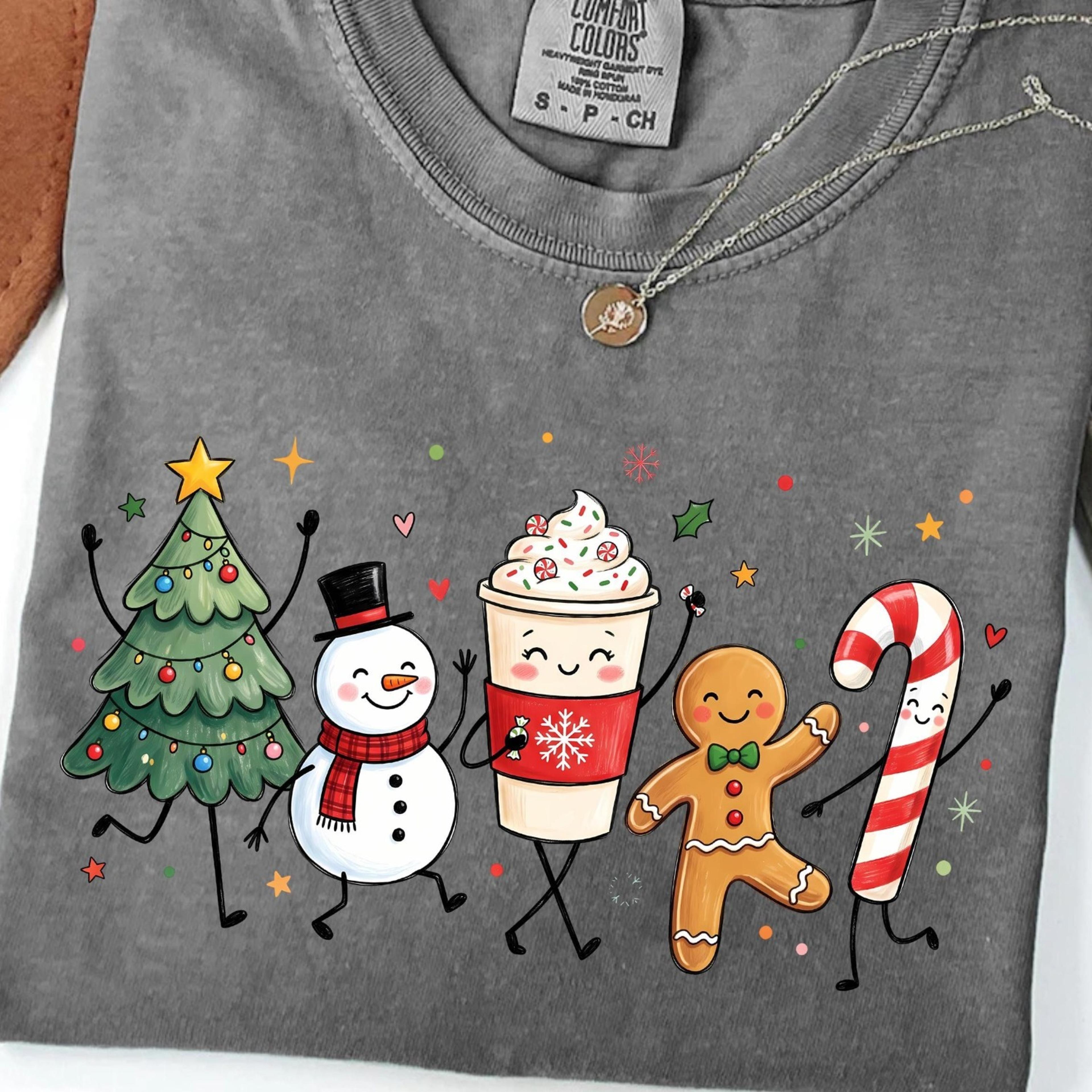 cute christmas characters t-shirt, cozy winter holiday shirt, trendy christmas gift