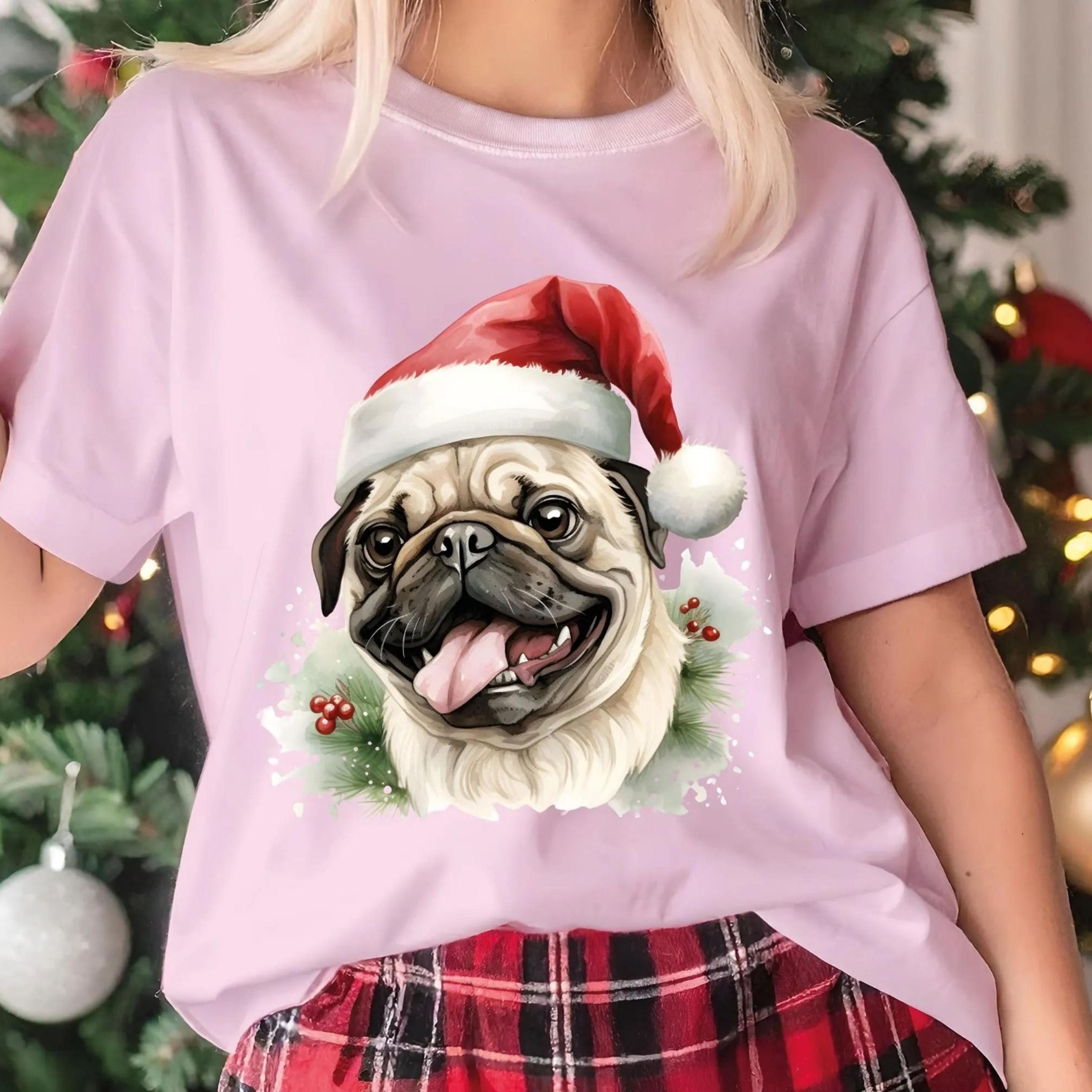 santa christmas shirt, christmas dog lover gift, cute dog mom shirt