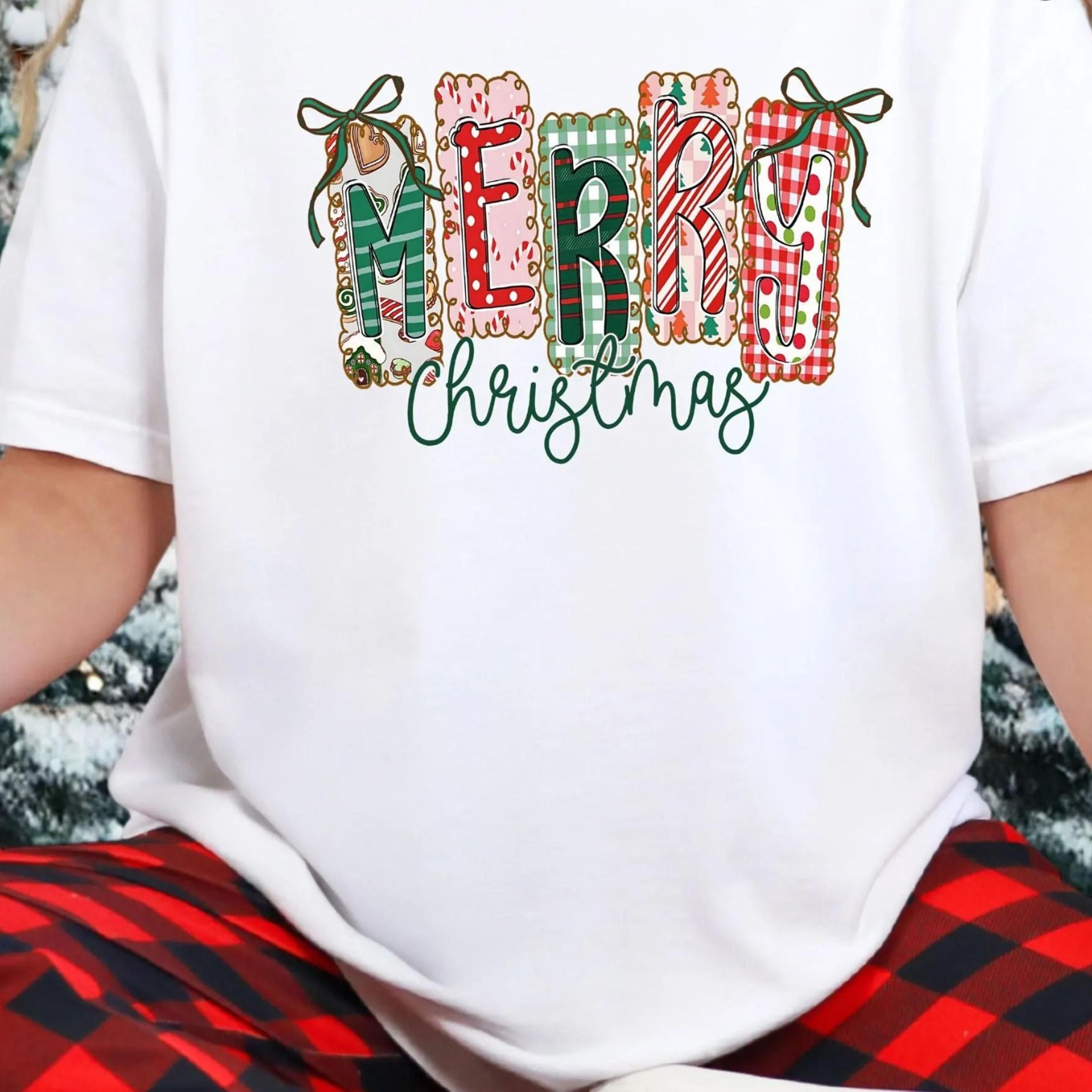 merry christmas shirt, coquette bow xmas shirt, watercolor merry christmas shirt, xmas gift for woman
