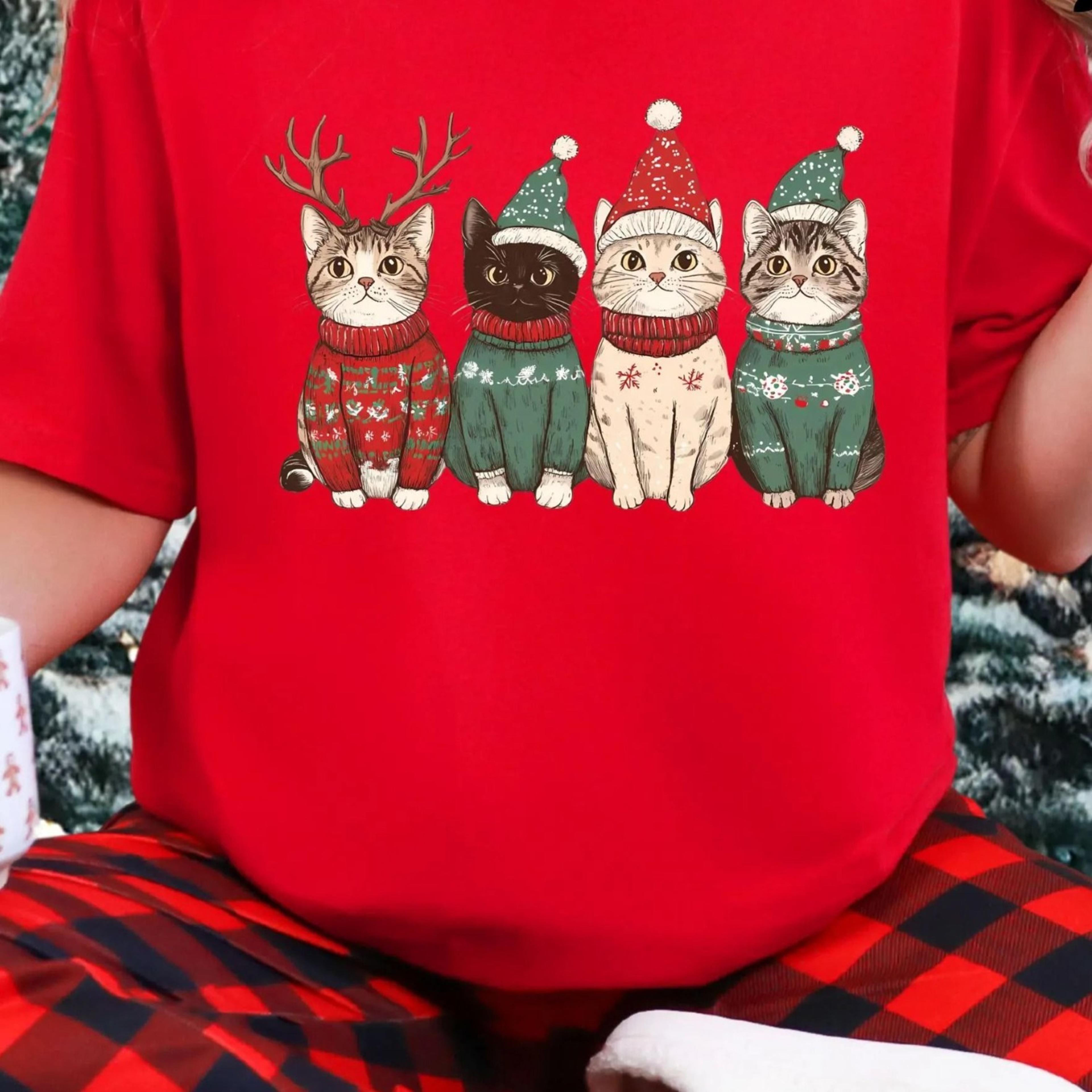 christmas cat t-shirt, funny cat shirt, cat mom christmas shirt, christmas gift, cat lover shirt, christmas party tee